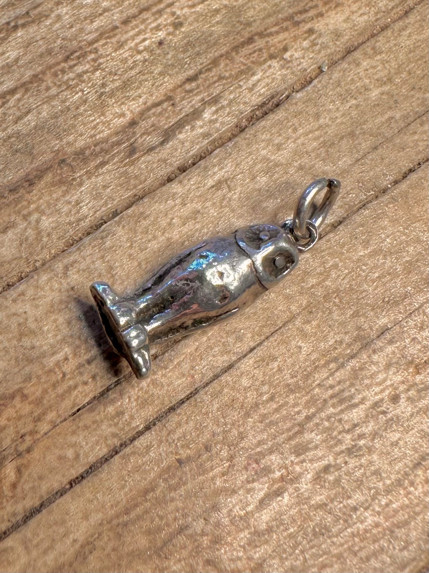Vintage Owl 925 Sterling Silver Charm Pendant