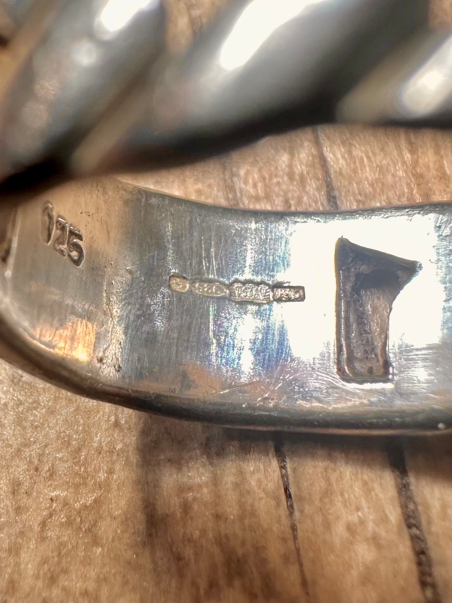 Vintage Cable Chain 925 Sterling Silver Size Q1/2 Ring