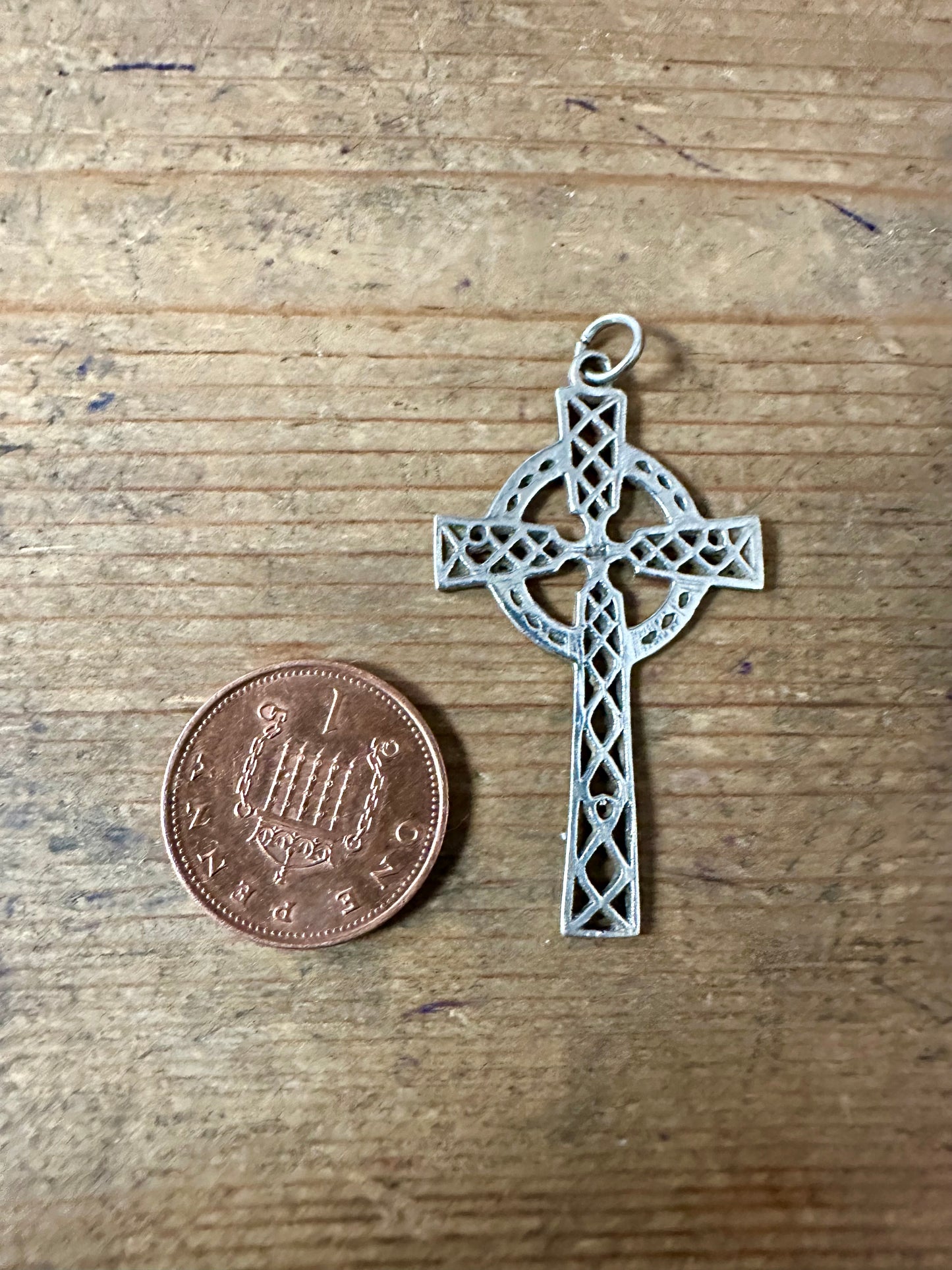 Vintage Large Celtic Cross 925 Silver Pendant