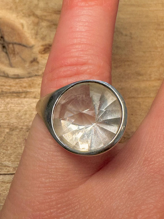 Abstract CZ Modernist 925 Silver Size K Ring