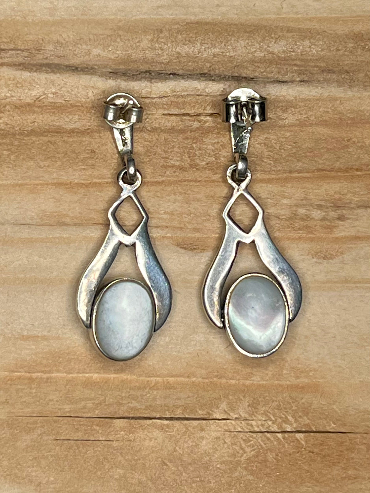 Mother Of Pearl and Black Onyx Reversible Drop 925 Sterling Silver Earrings