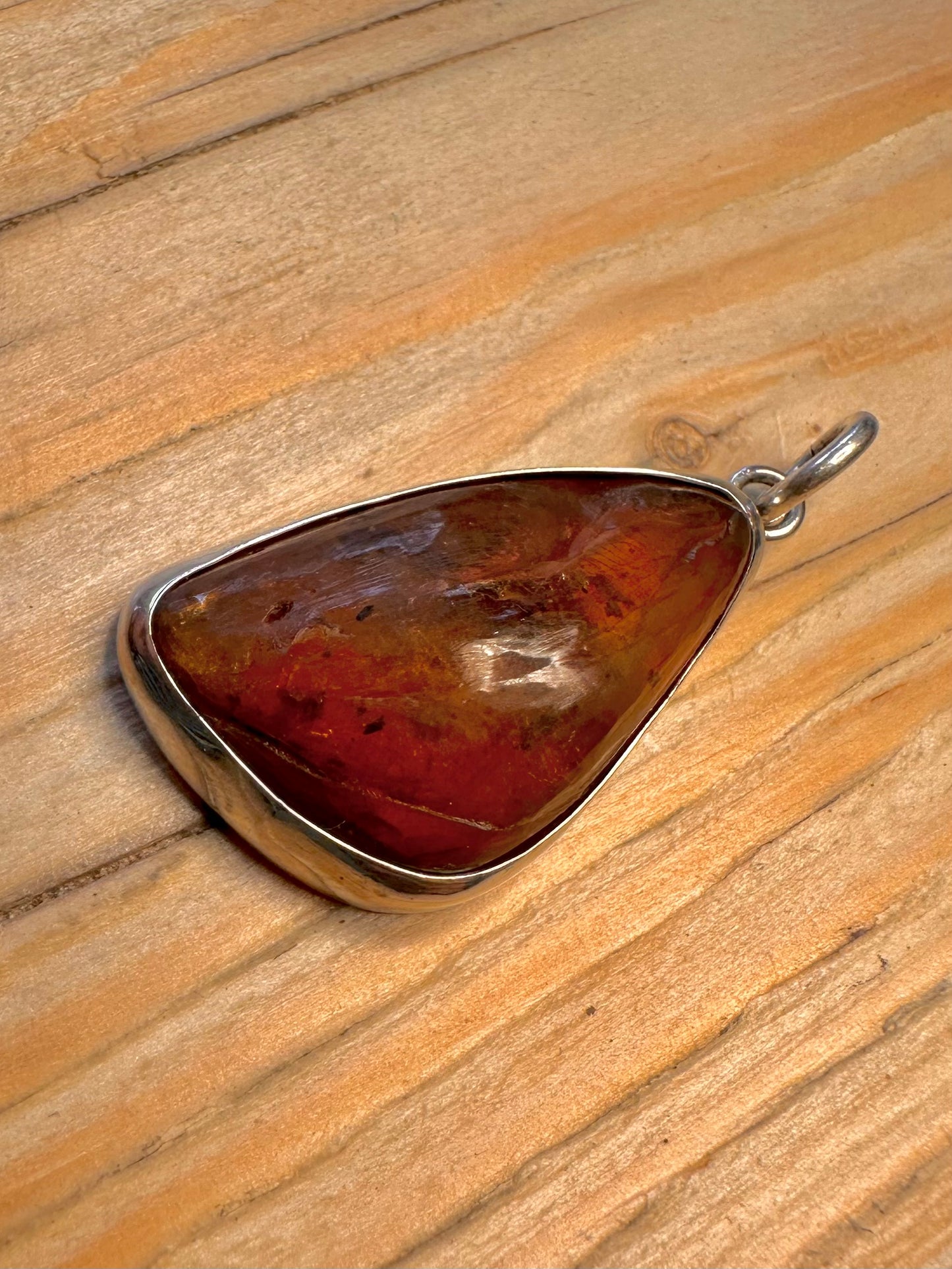 Vintage Abstract Amber 925 Silver Pendant