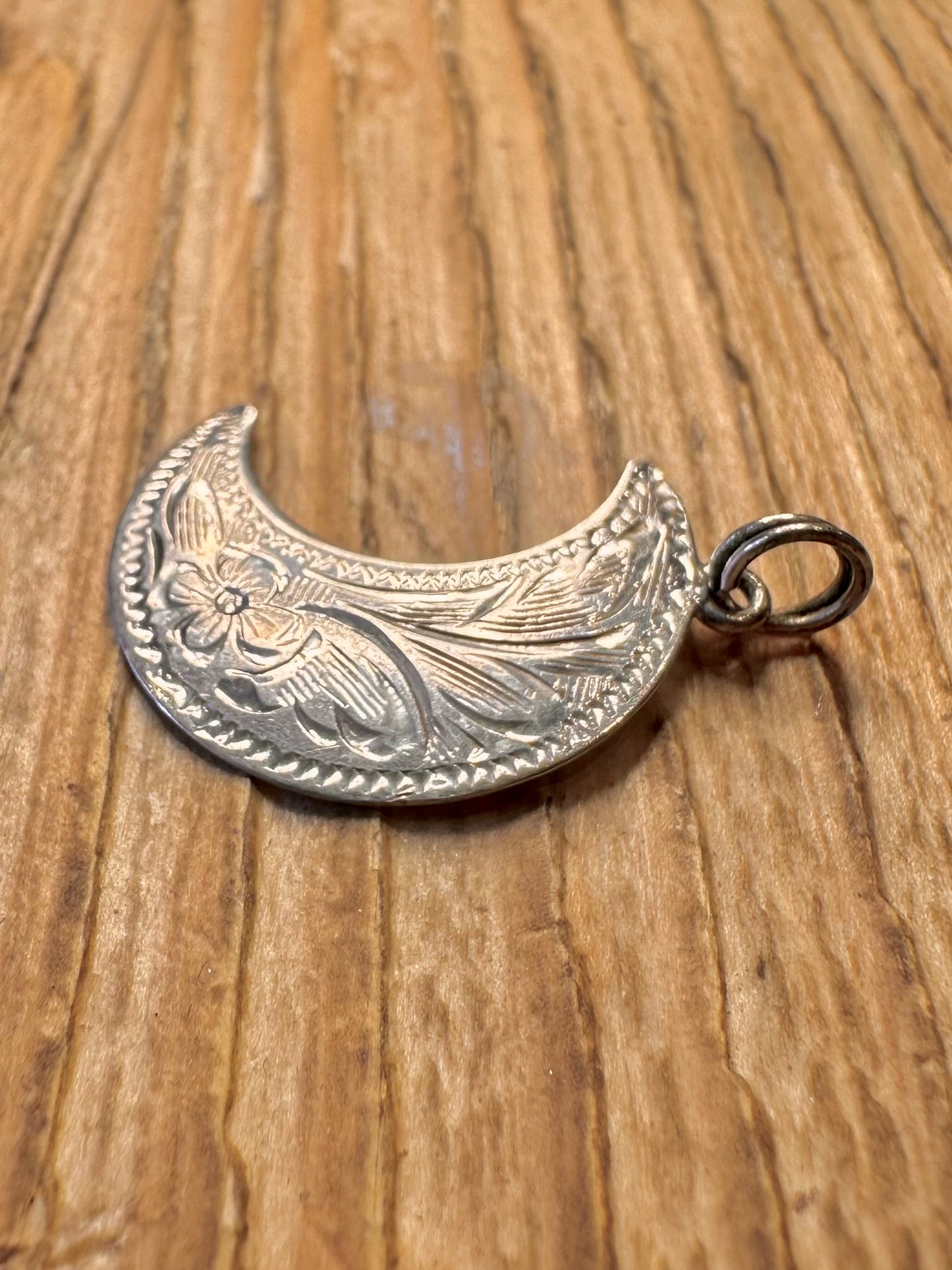 Vintage-Mondgravurform 925 Sterling Silber Anhänger