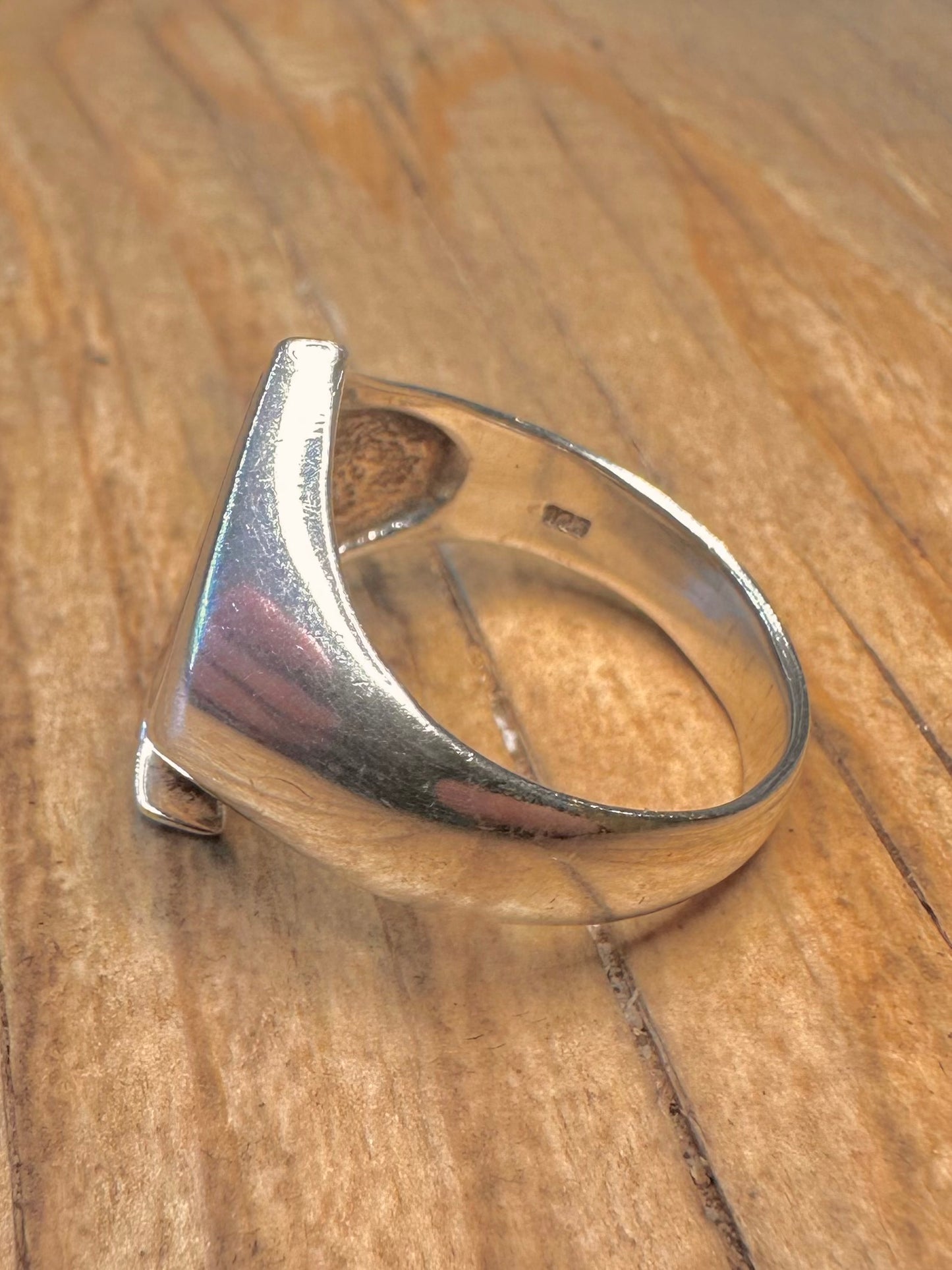 Modern Ace of Spades Black Enamel 925 Sterling Silver Size T Ring