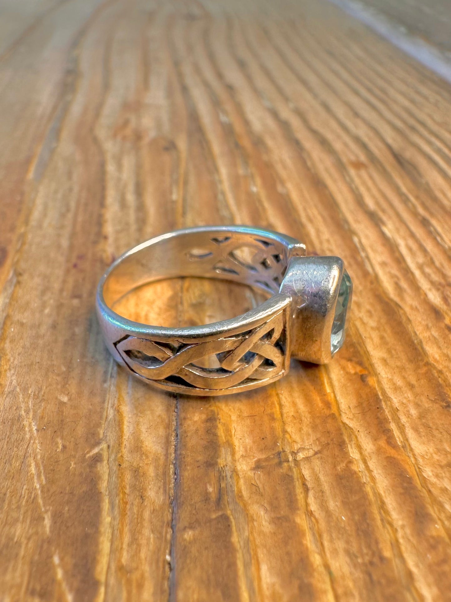 Blue Topaz Celtic 925 Sterling Silver Size K1/2 Ring