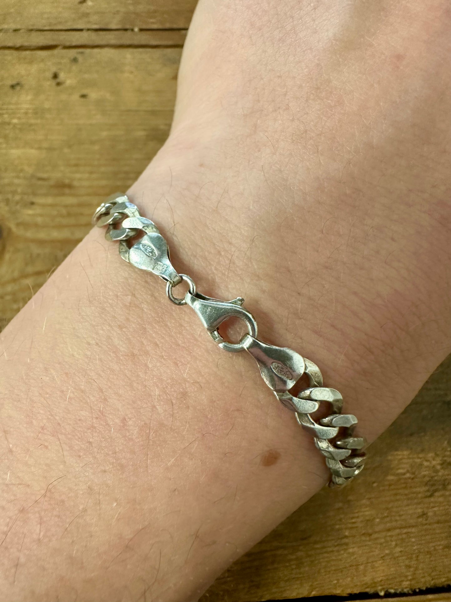 Vintage Flat Curb Chain 925 Silver Birmingham Bracelet