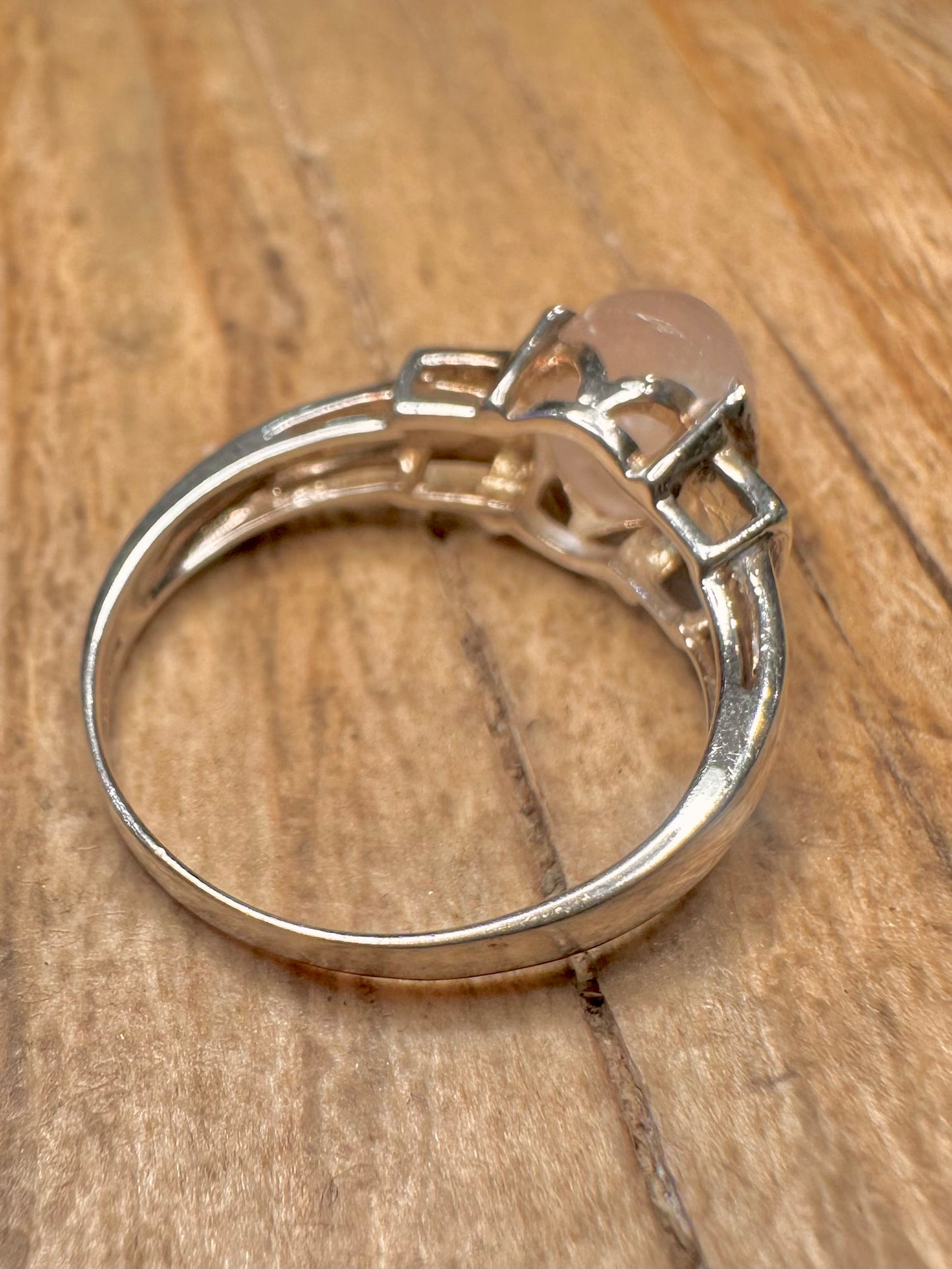 Modern 2005 Rose Quarts 925 Sterling Silver Size N1/2 Ring