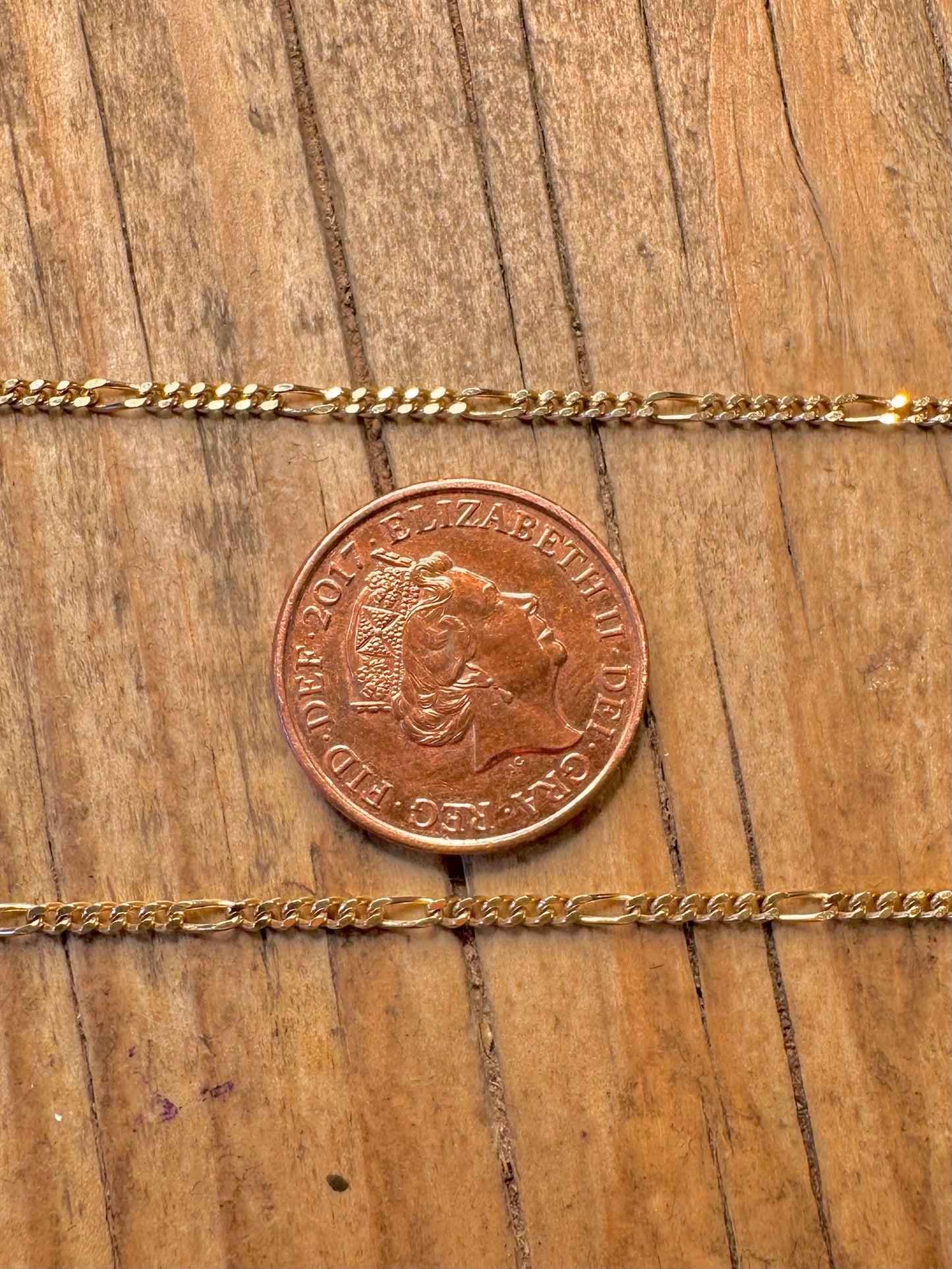 9 Karat Gold 1987 Figaro-Kette 45 cm Halskette