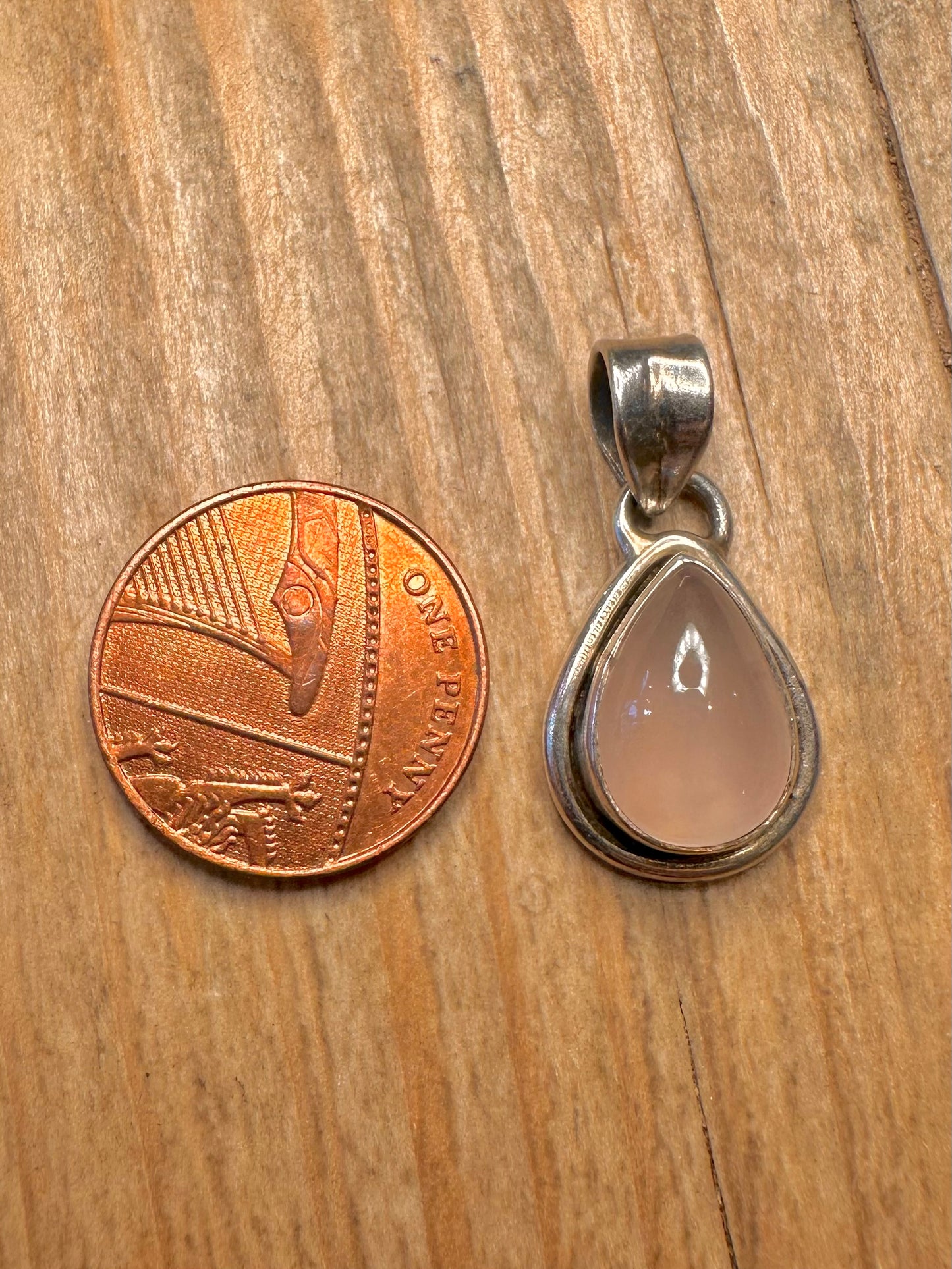 Vintage Rose Quarts 925 Sterling Silver Pendant