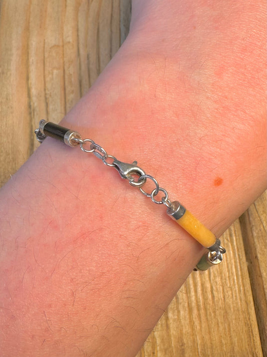 Multi Coloured Jade 925 Sterling Silver 7.5 inch Bracelet