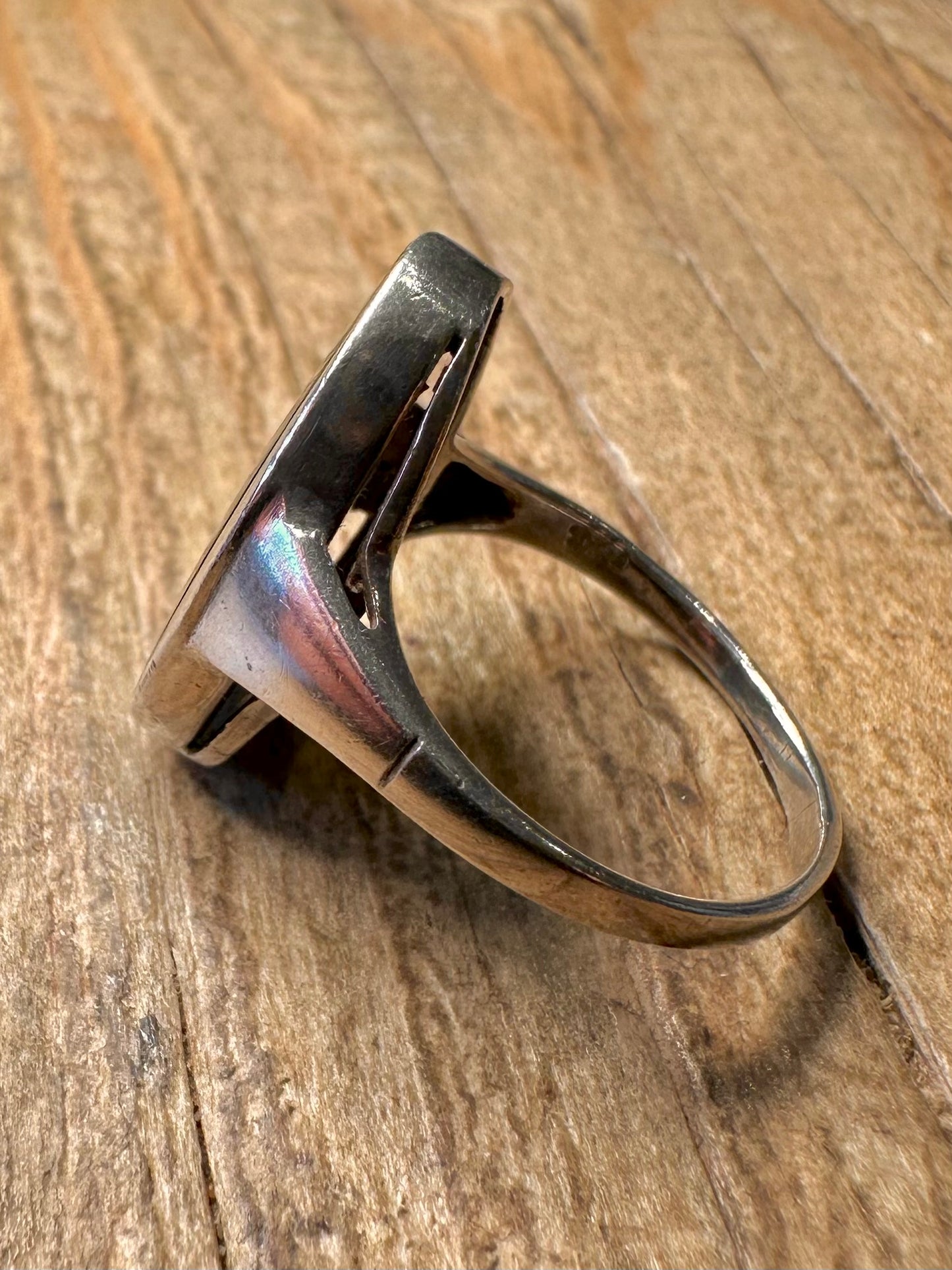 Vintage Onyx Oval 925 Sterling Silver Size O Ring