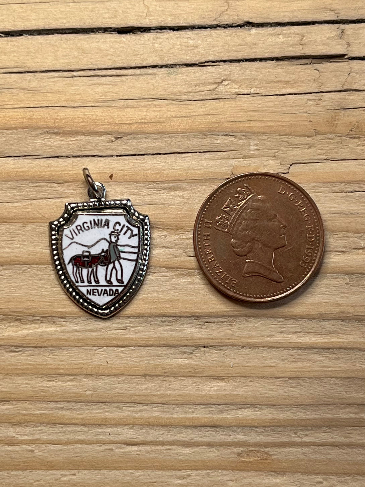 Virginia City Nevada Shield 925 Sterling Silver Pendant