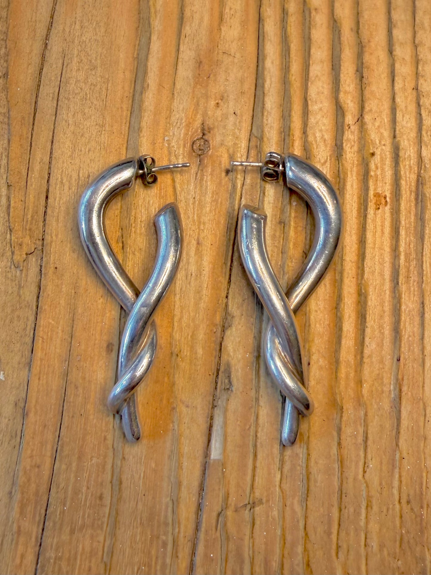 Abstract Twisted Interlocking 925 Sterling Silver Earrings