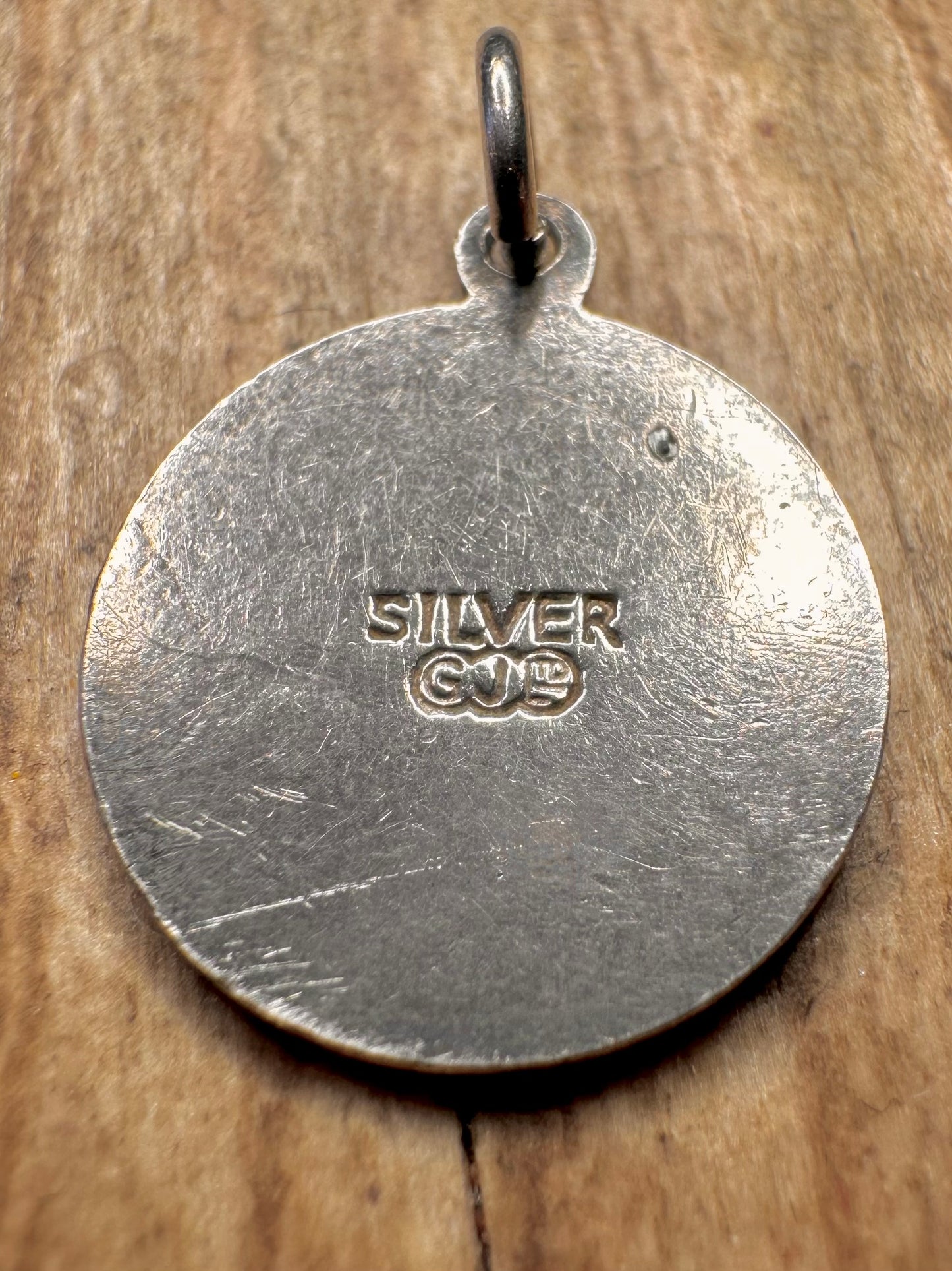 Vintage Georg Jensen St. Christopher Emaille Blau 925 Sterling Silber Anhänger