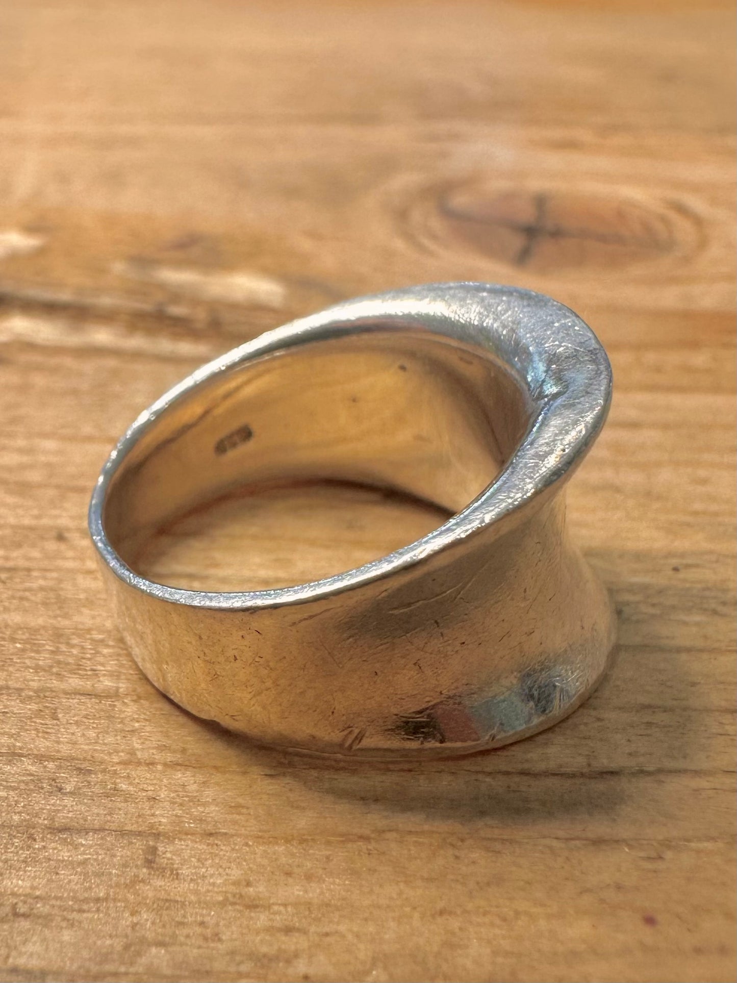 Abstract Concave 925 Silver Size J1/2 Ring