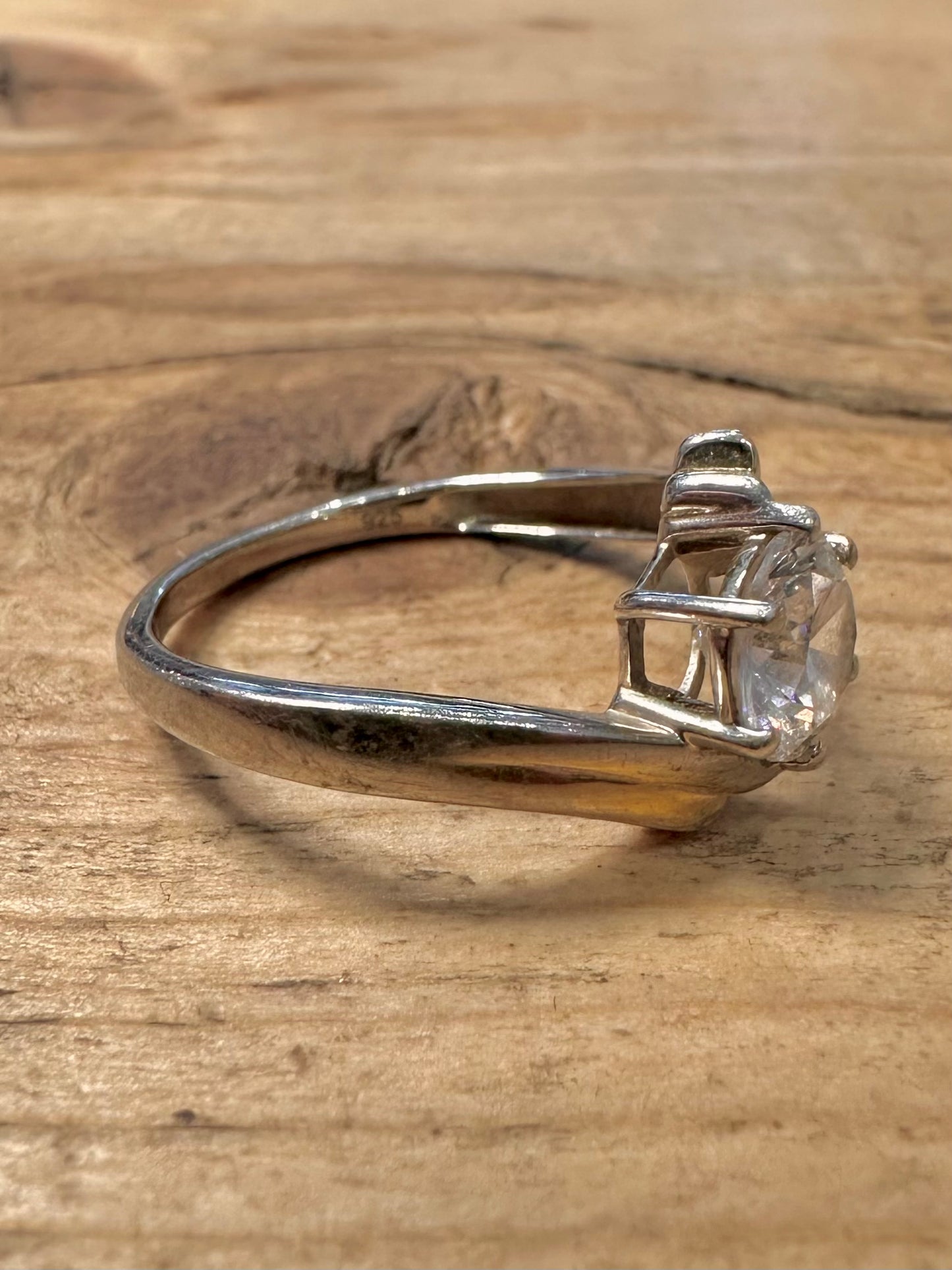 Vintage White CZ Gold on 925 Silver Size P Ring