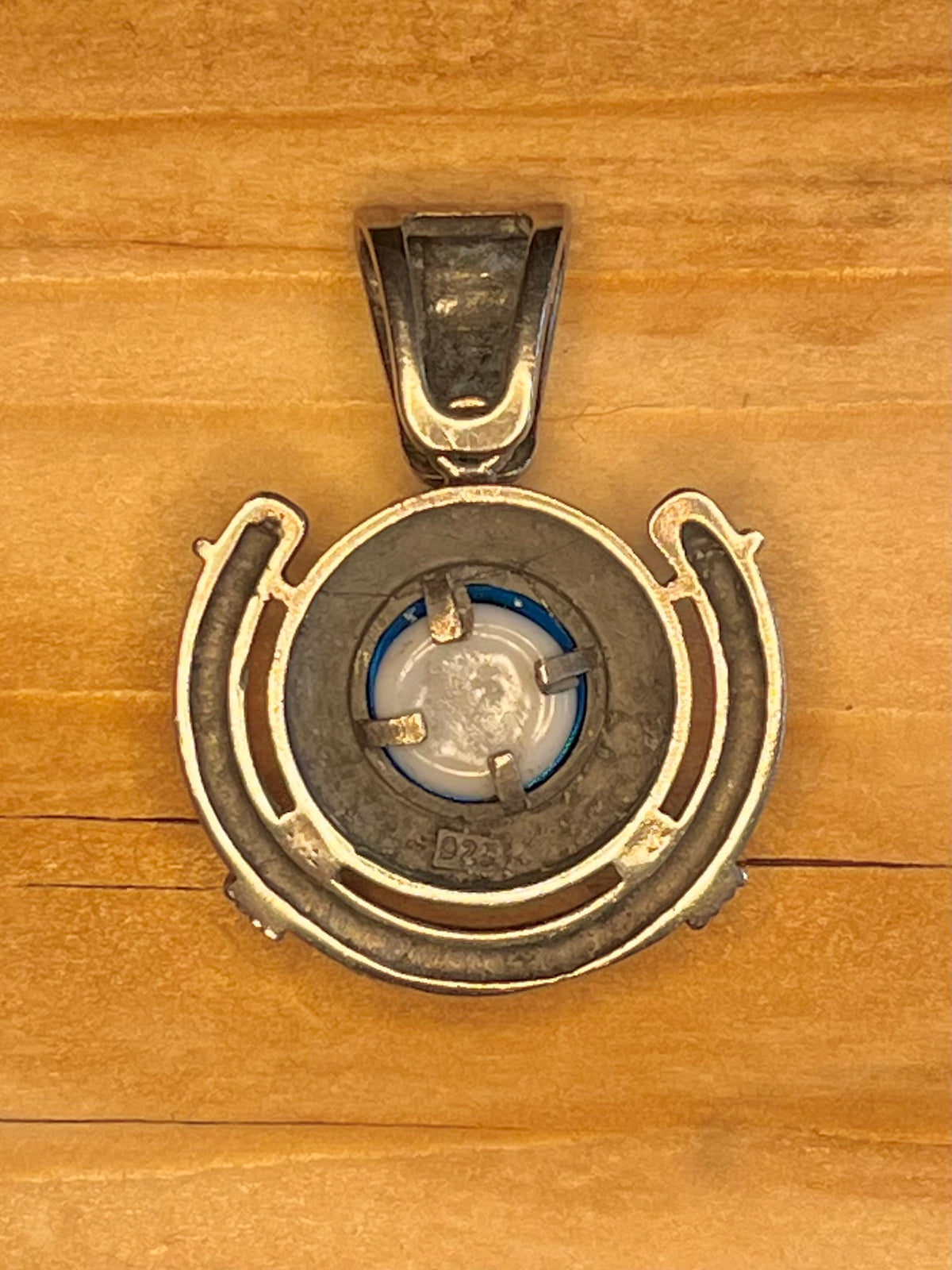 Evil Eye Circle Embellished 925 Sterling Silver Pendant