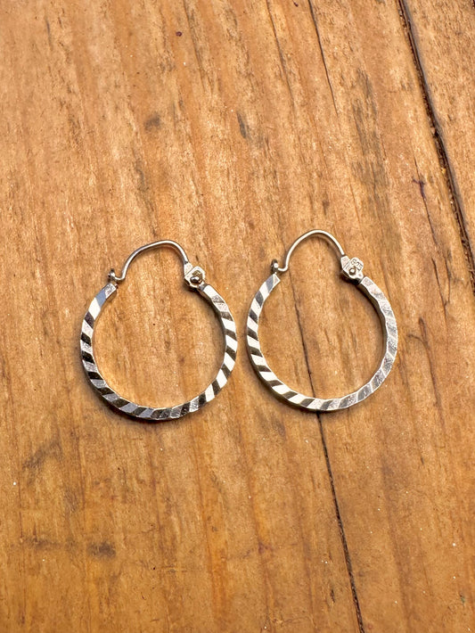 Diamond Cut Hoops 925 Sterling Silver Earrings
