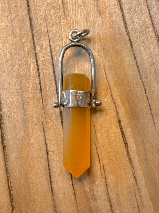 Modern Yellow Quarts Pillar 925 Silver Pendant