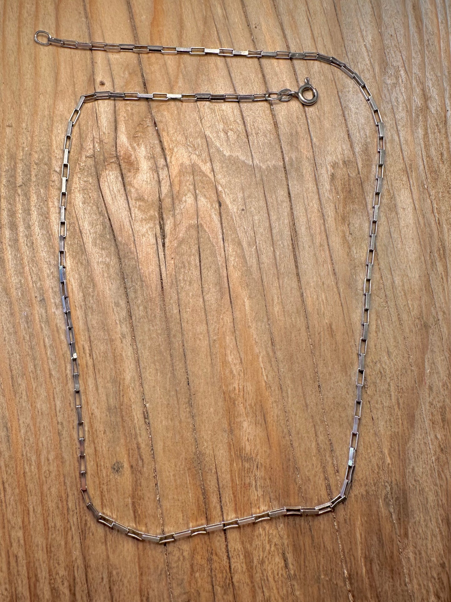 Vintage Rectangle Link 925 Sterling Silver 18.2 inch Necklace