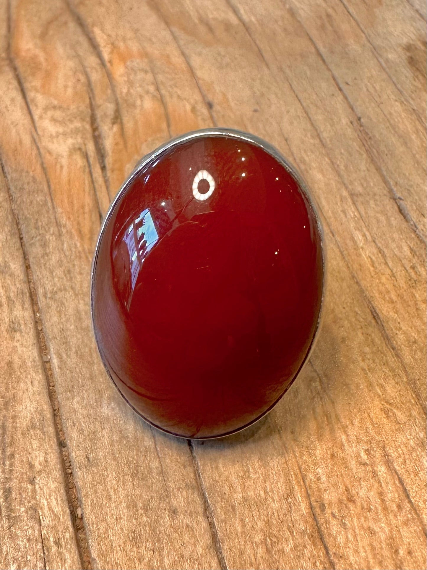 Vintage Large Carnelian Oval 925 Sterling Silver Size N Ring