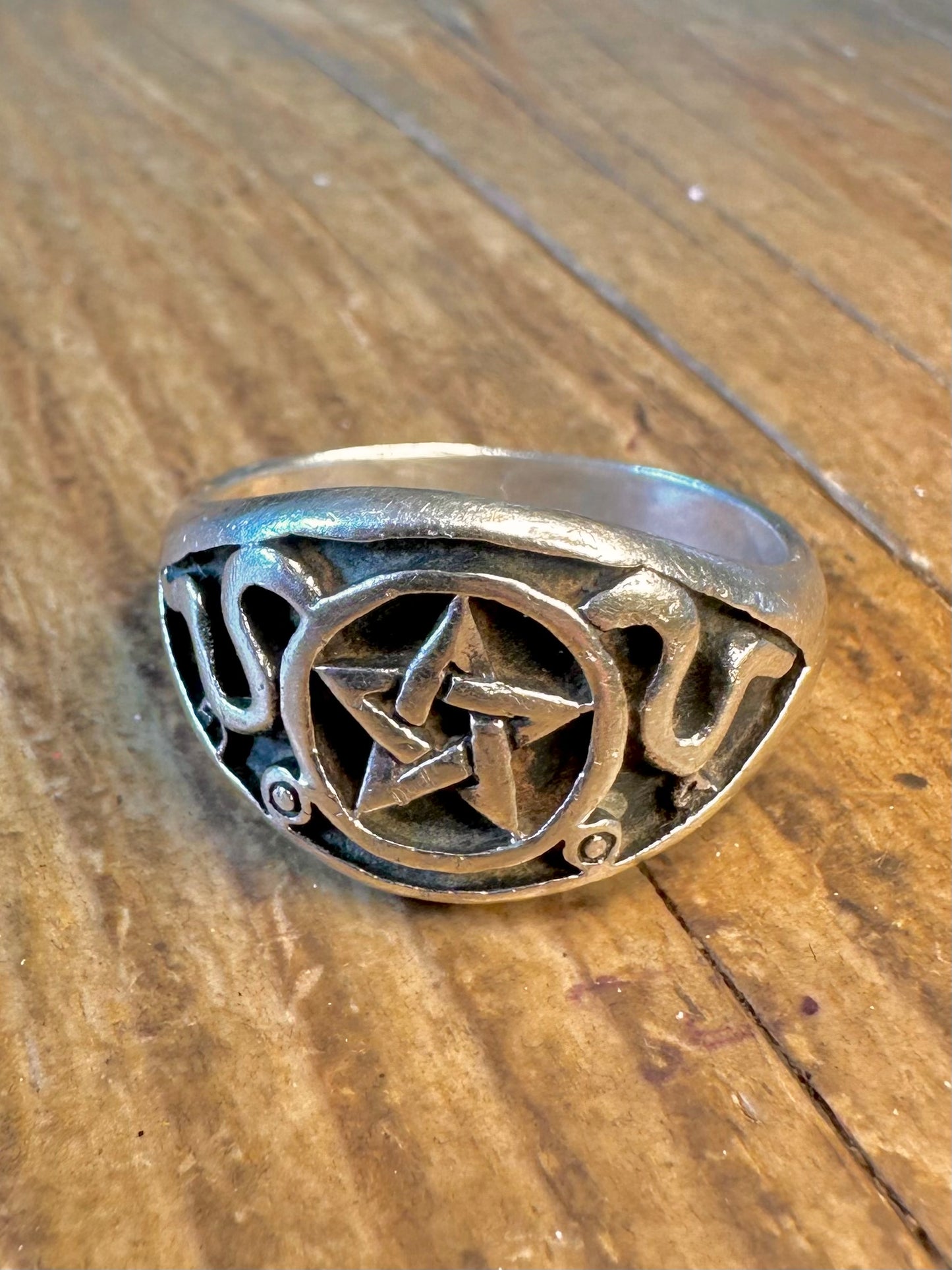 Pentagram Swirl 925 Sterling Silver Size Y Ring