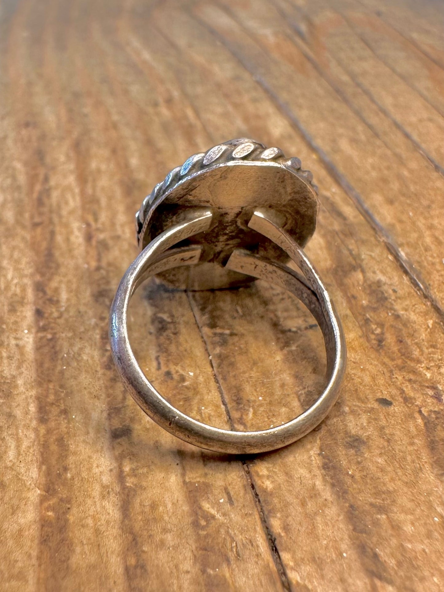 Native American Türkis Seilrand Fassung Silber Ring Größe K