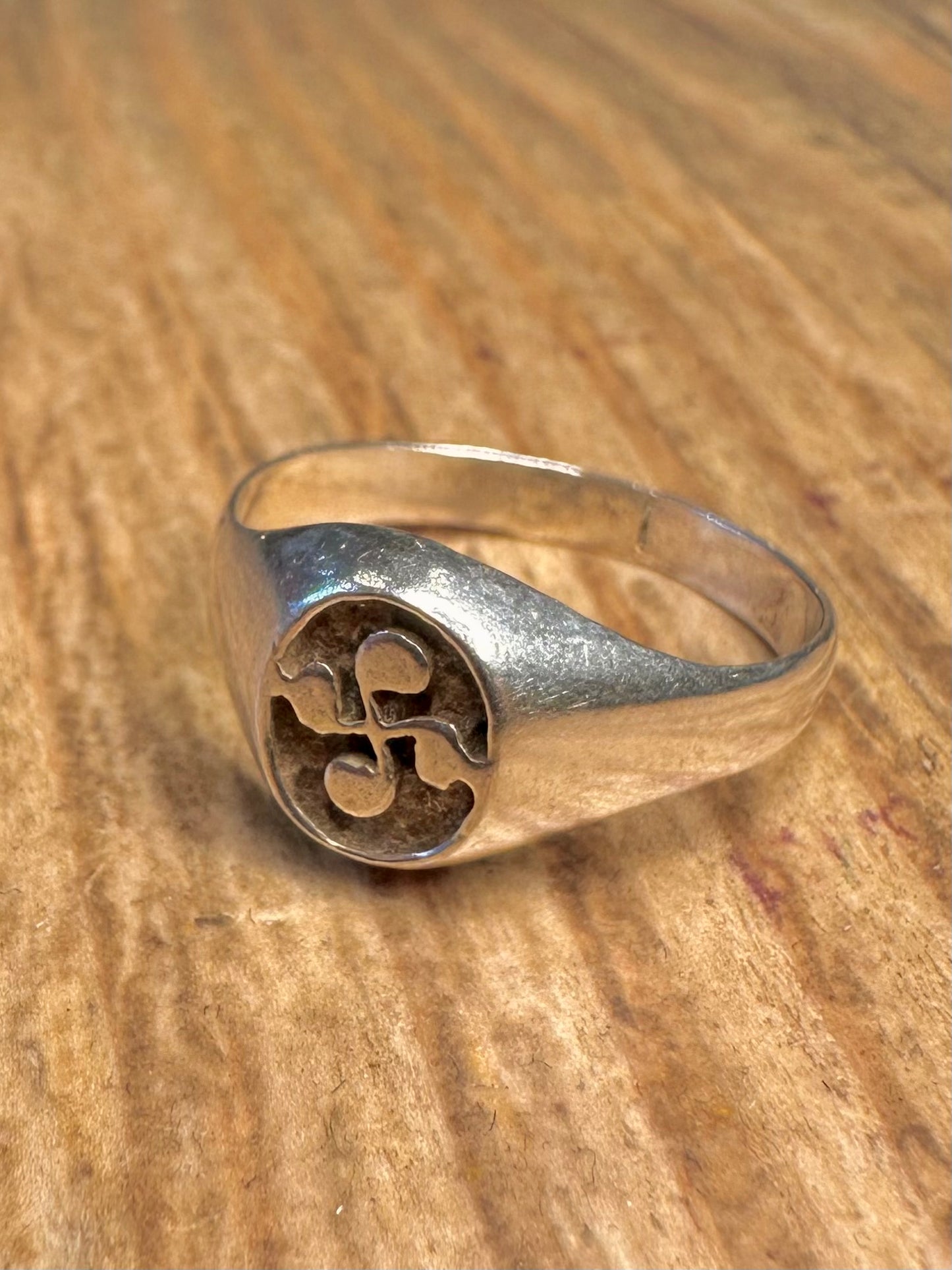Baskenkreuz Siegelring 925 Sterling Silber Größe O