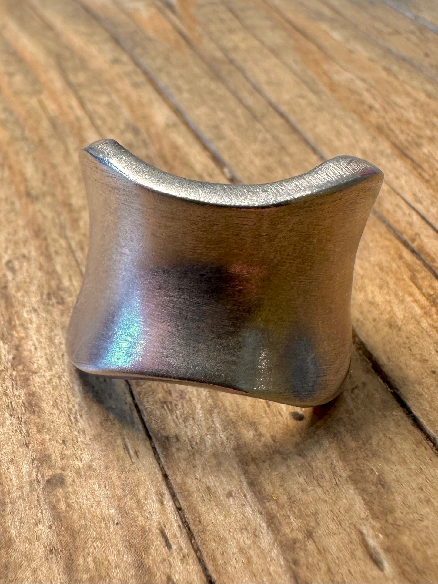 Abstract Concave Brush Finish 925 Sterling Silver Size T Ring