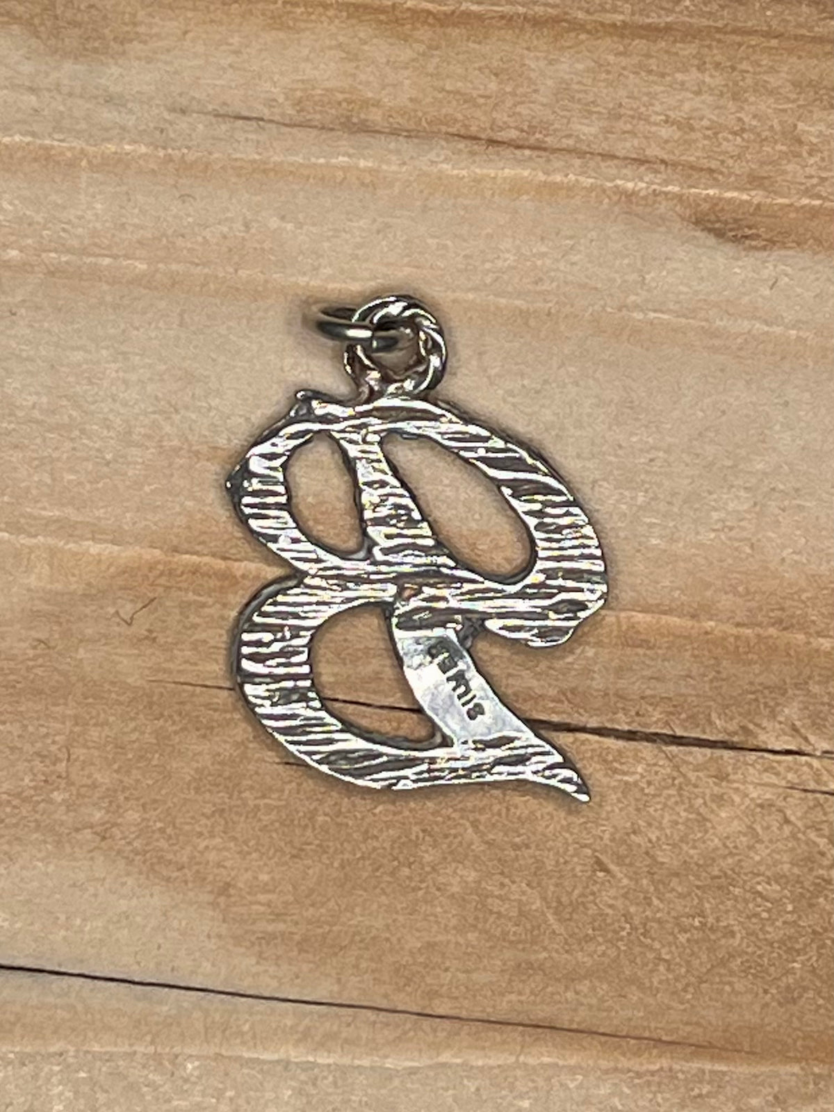 Textured Italic B 925 Sterling Silver Pendant