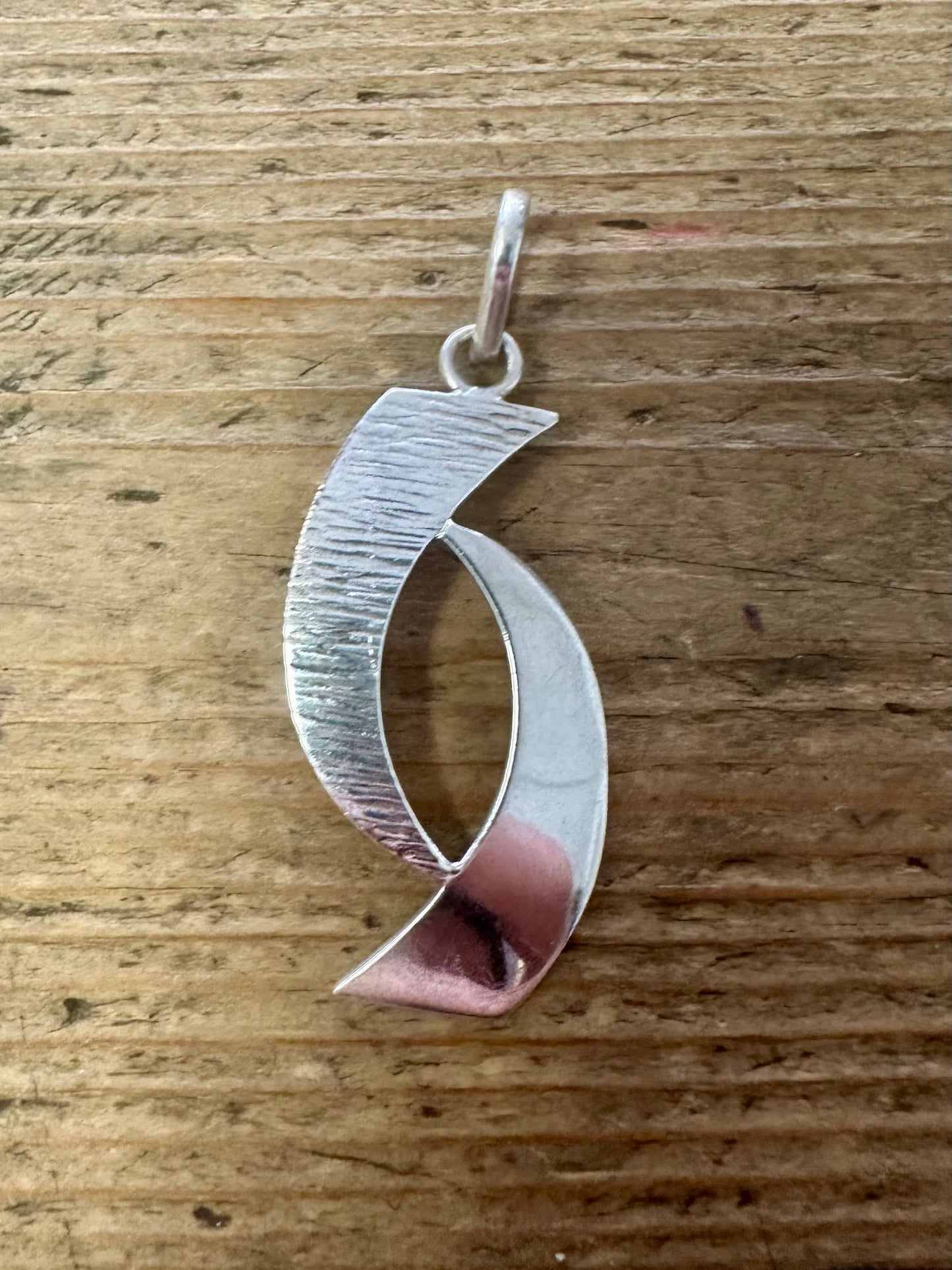 Abstract Textured and Smooth 925 Silver Pendant