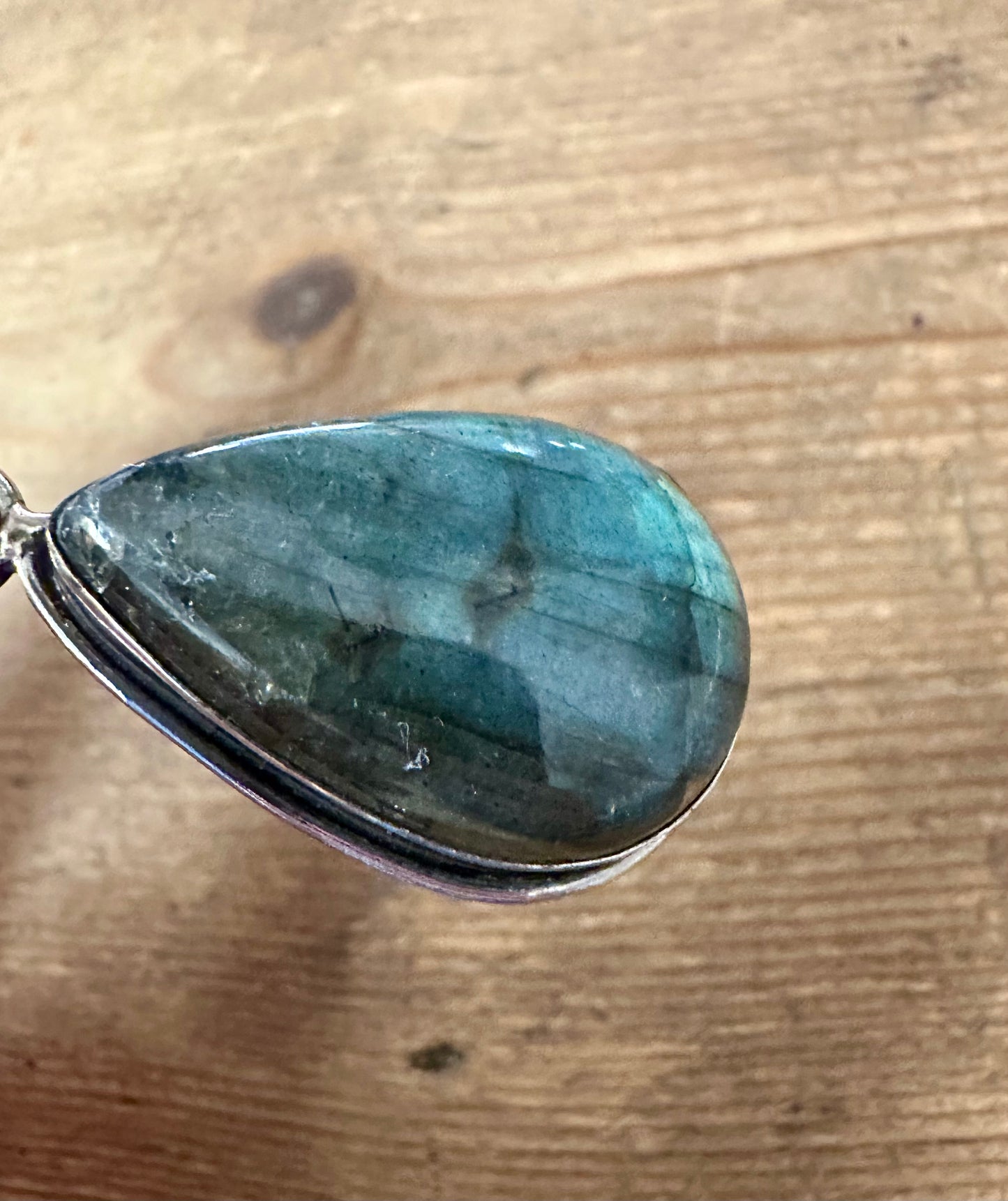 Vintage Labradorite Teardrop 925 Silver Pendant