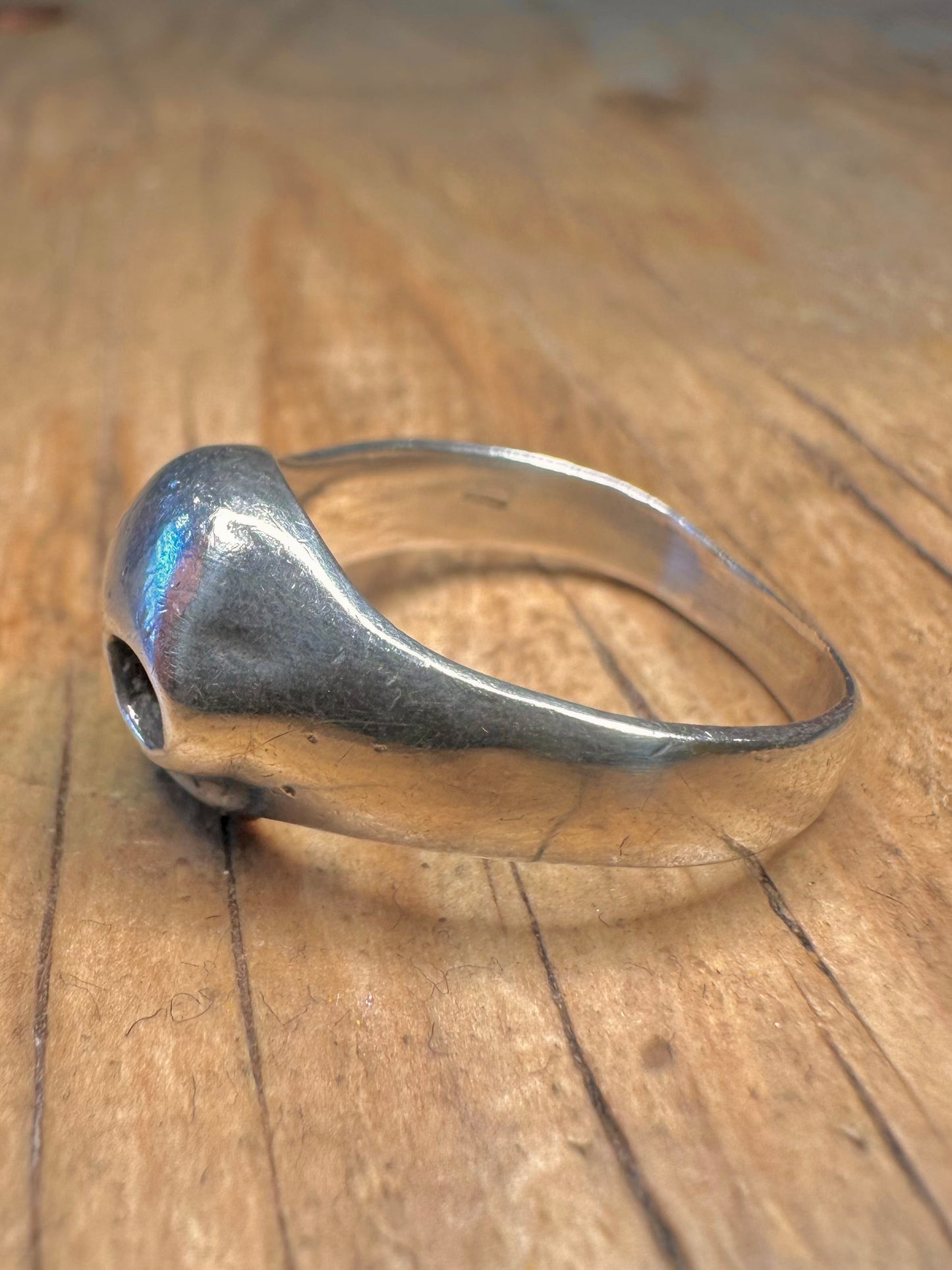 Vintage Skull Head 925 Sterling Silver Size O Ring