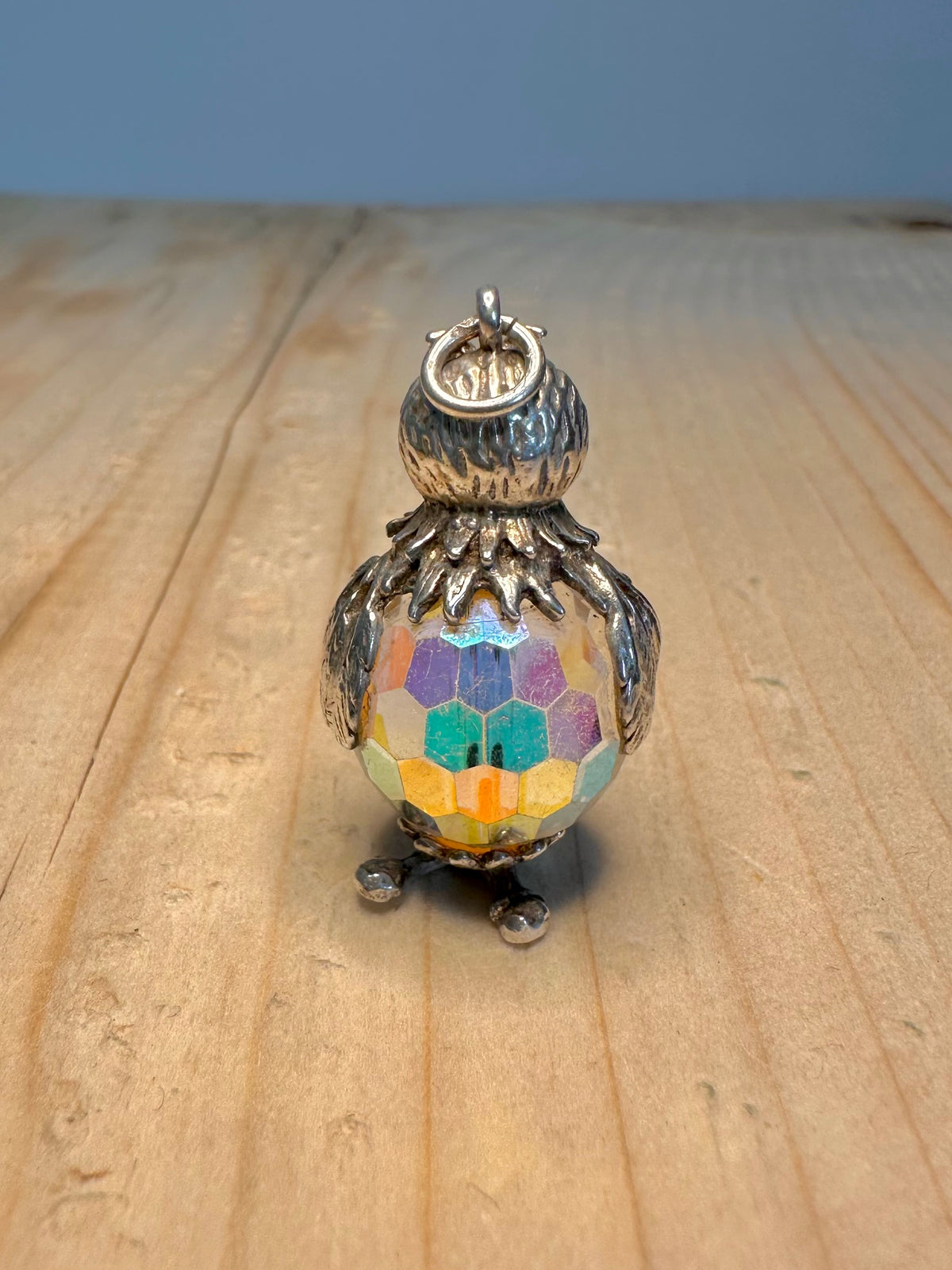 Large Owl Crystal 925 Sterling Silver Charm Pendant