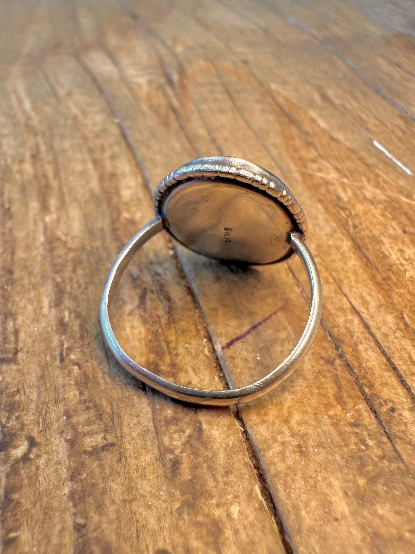 Butterfly Wing Blue Oval 925 Sterling Silver Size O1/2 Ring