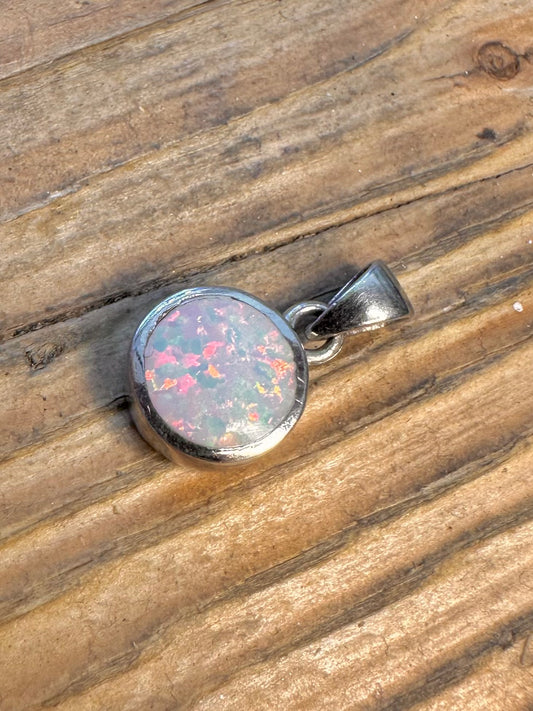 Opal Circle 925 Sterling Silver Pendant