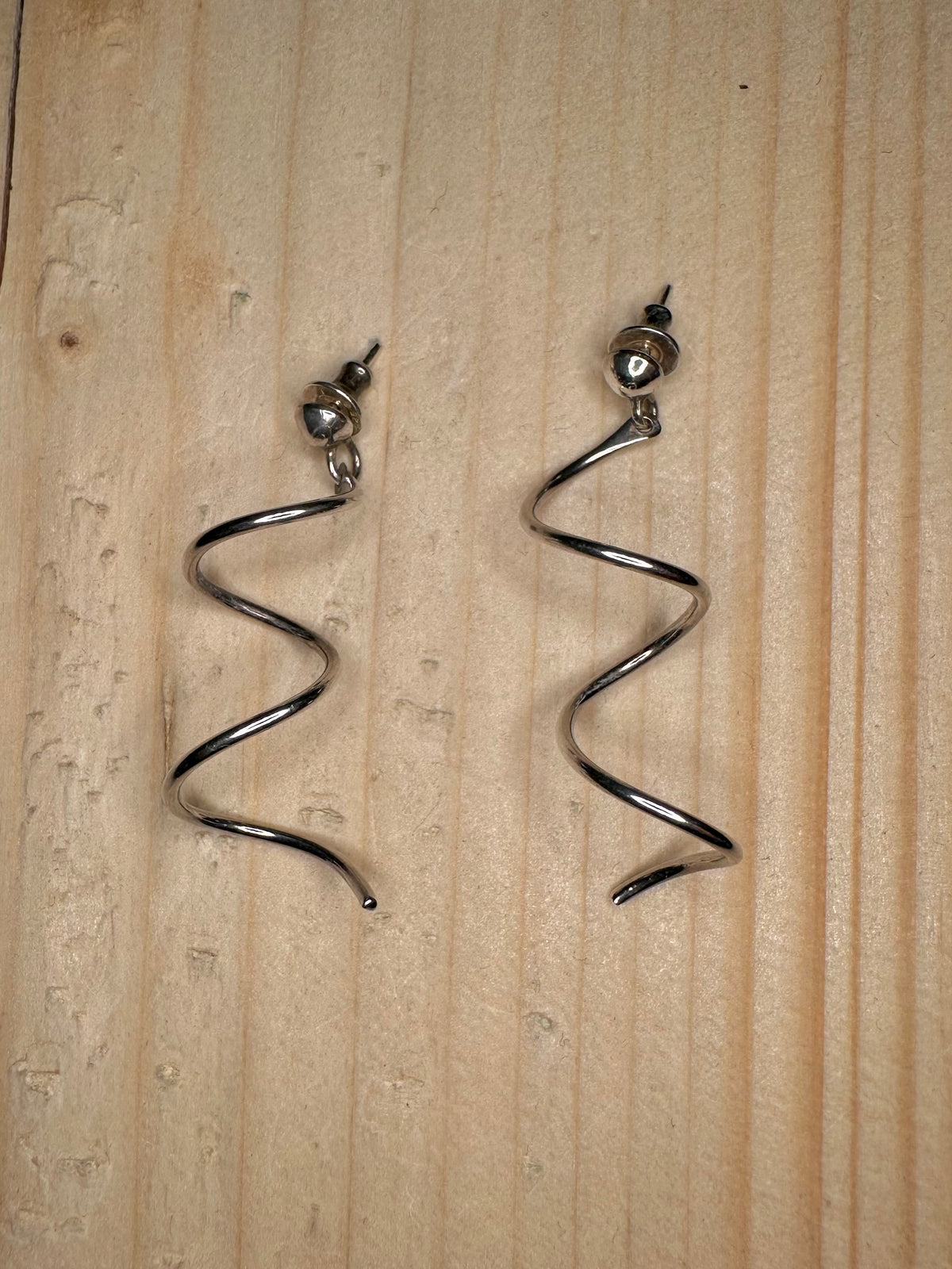 Modernist Twisted Spiral 925 Sterling Silver Earrings
