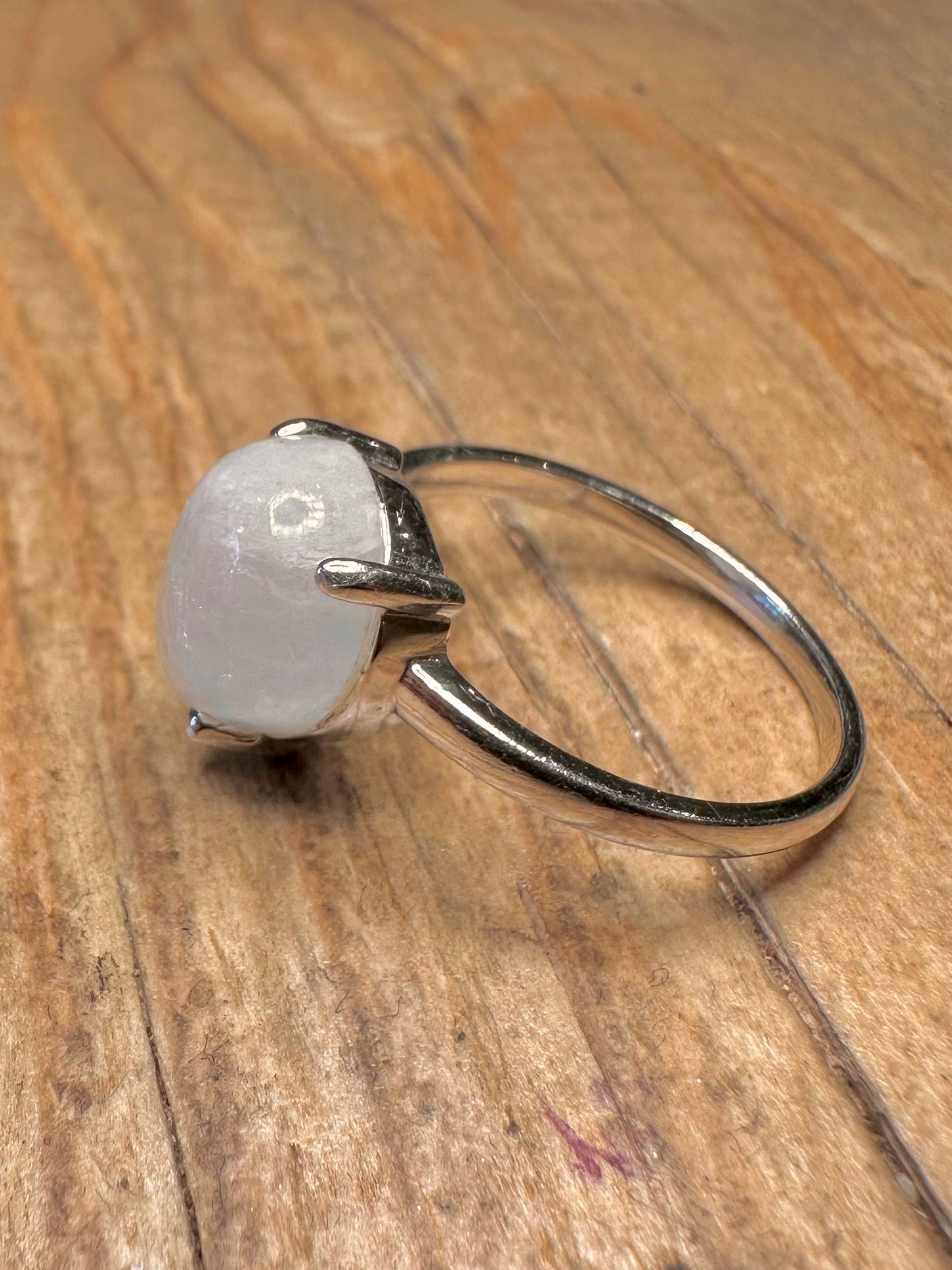 Modern Moonstone 925 Sterling Silver Size S Ring