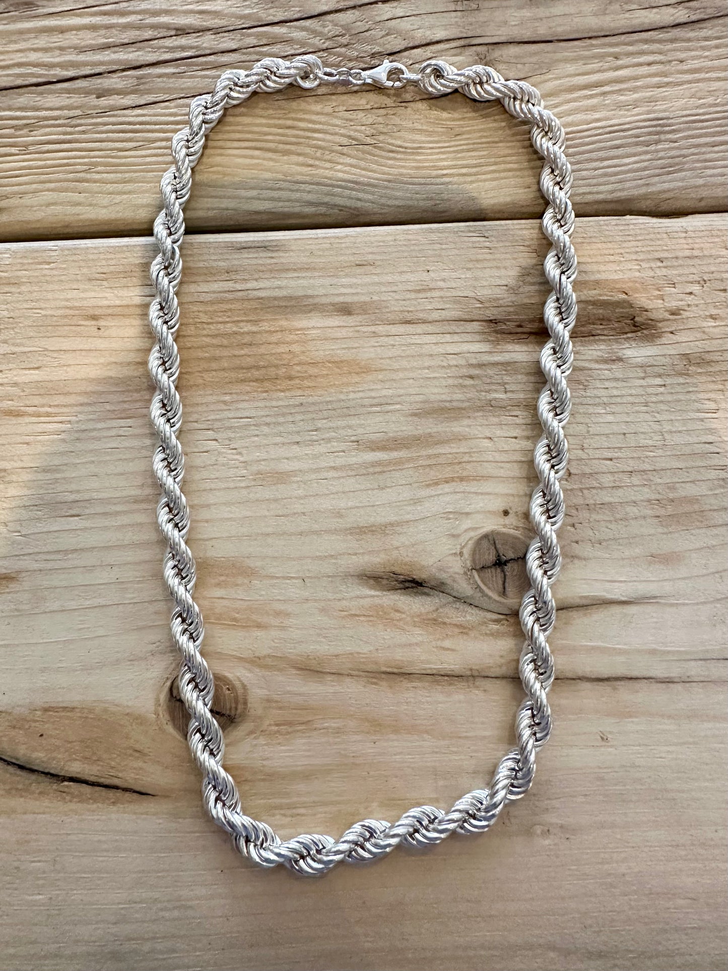 Modern Italian Chunky Rope Chain 925 Silver 19.7 inch Necklace