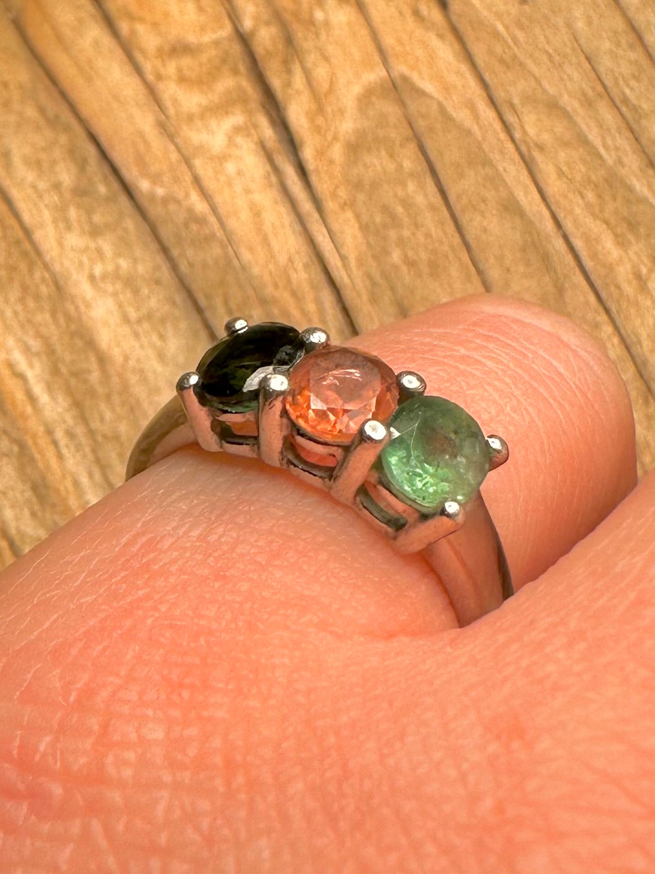 Vintage Multi Gemstone 925 Sterling Silver Size N1/2 Ring