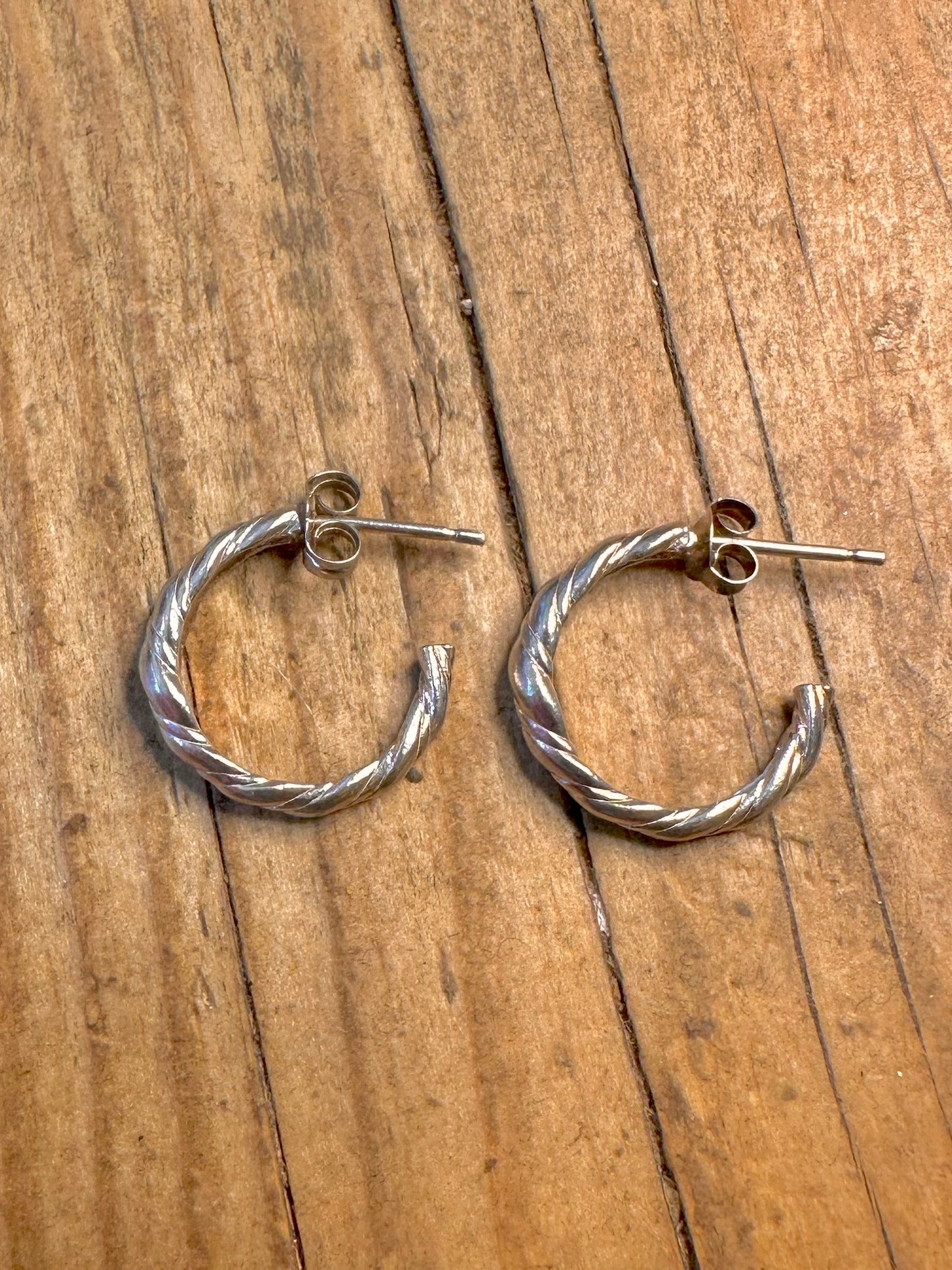 Twisted Half Hoops 925 Sterling Silver Earrings