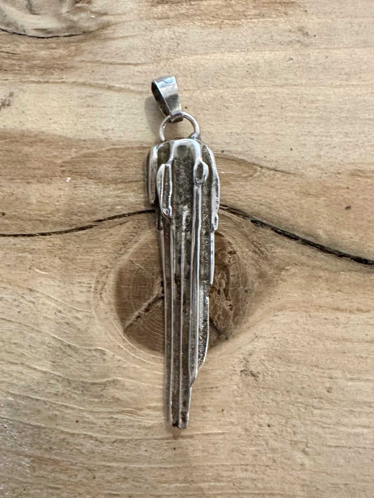 Abstract Long Handmade Silver Pendant