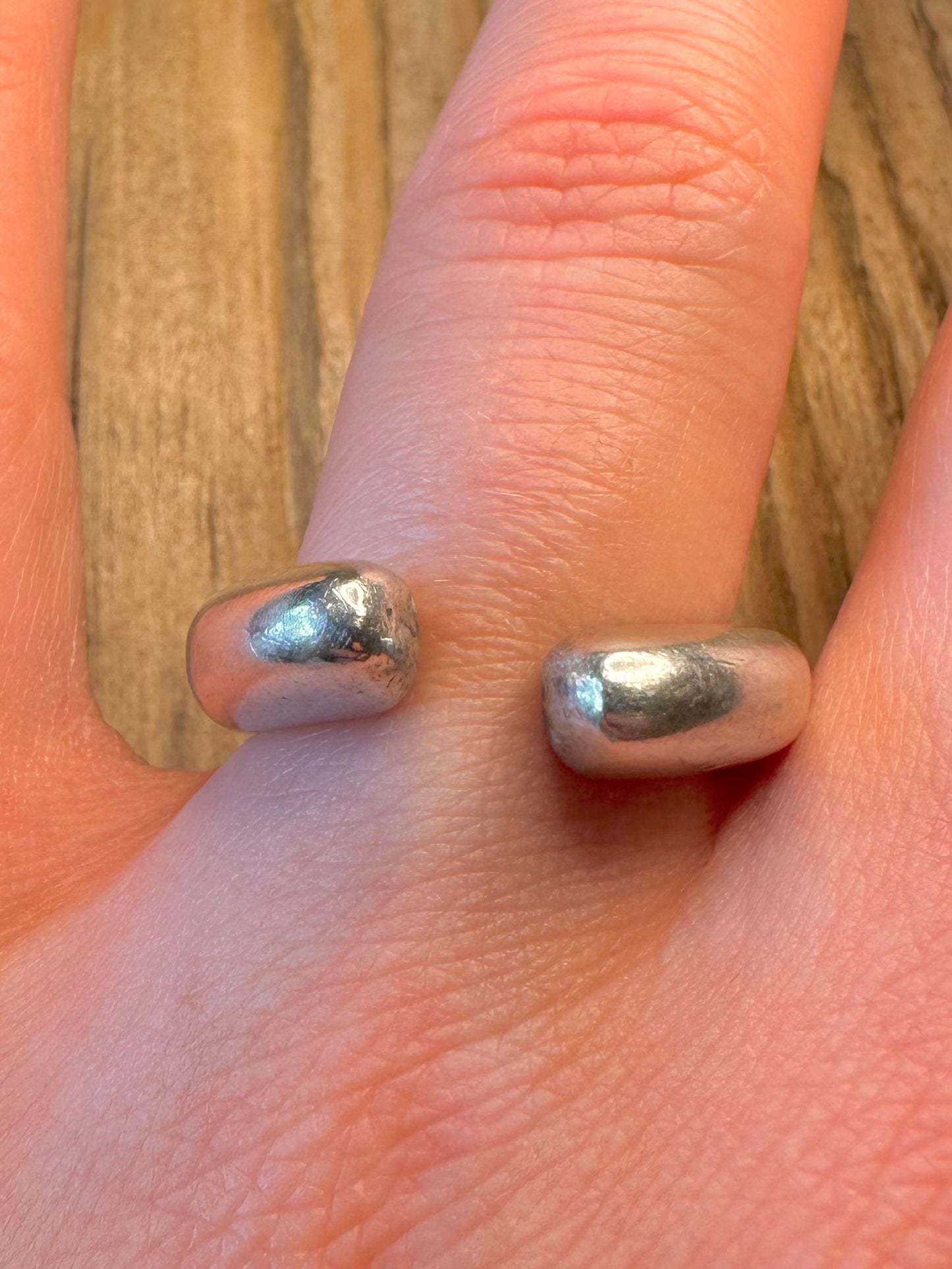 Abstract Modernist Heavy 2001 Maker DJC 925 Sterling Silver Size Q Ring