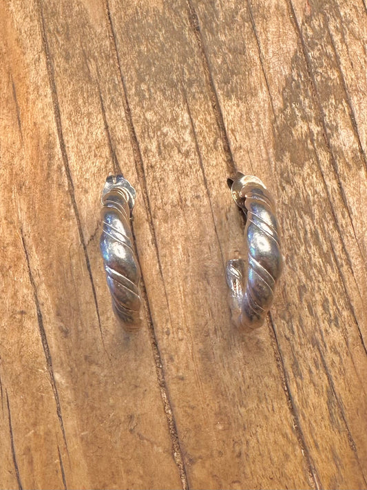 Twisted Half Hoops 925 Sterling Silver Earrings