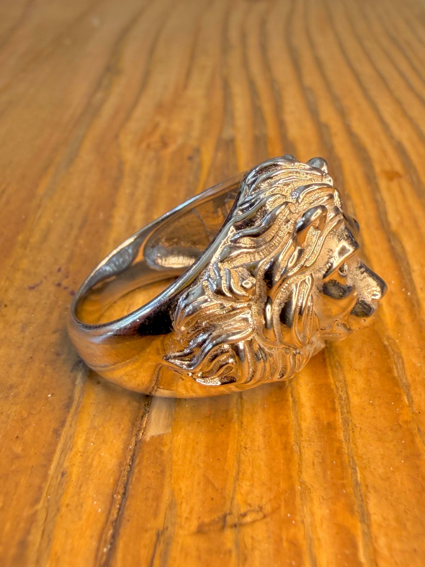 Lion Head Black Stone Eyes 925 Sterling Silver Size O1/2 Ring