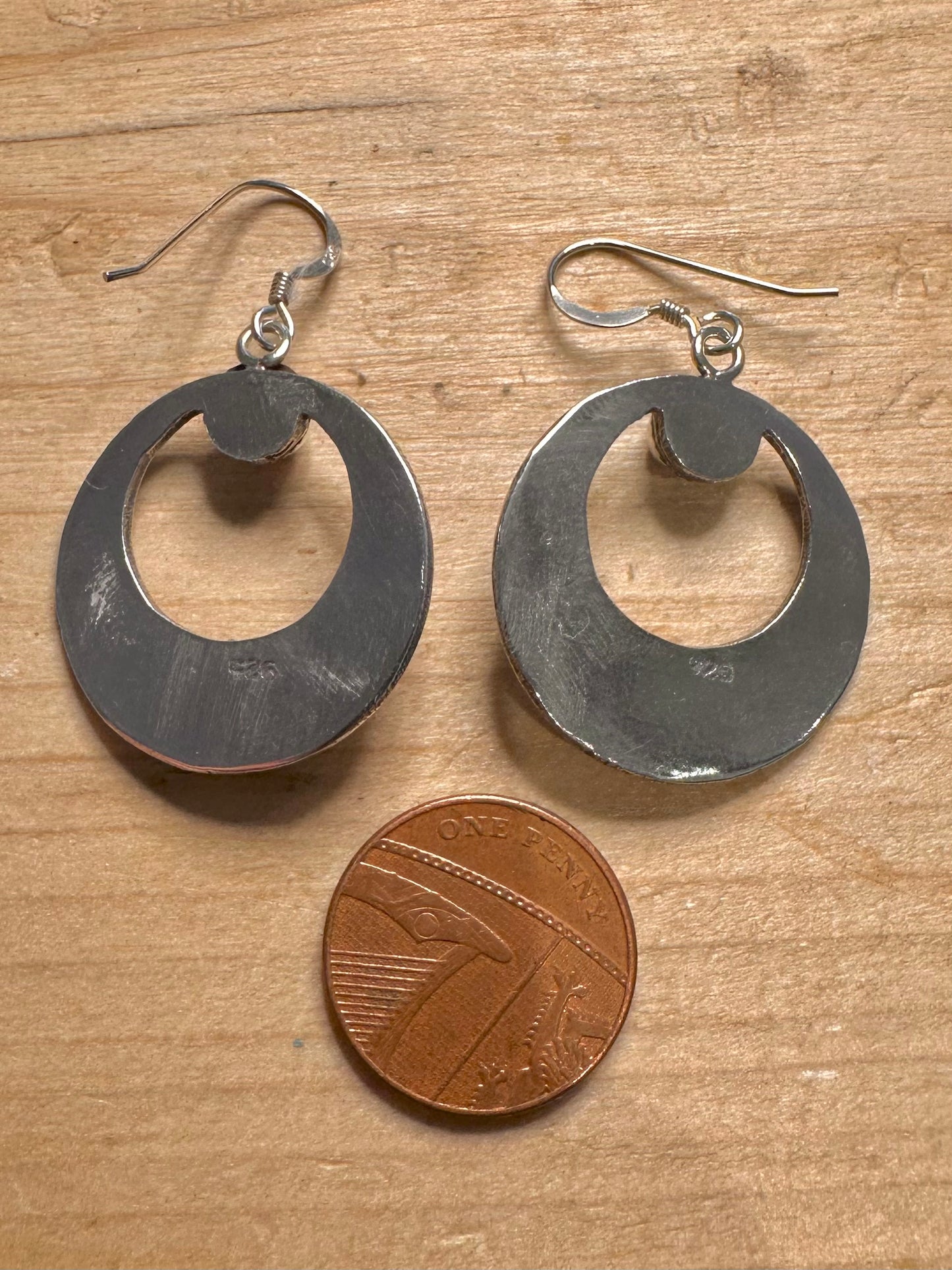 Vintage Amethyst Boho Style Circle 925 Silver Earrings