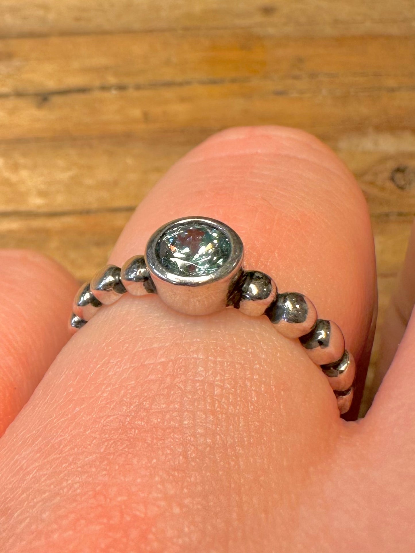 Modernist Blue Bubble Band 925 Sterling Silver Size O1/2 Ring