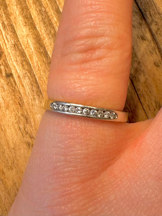9ct White Gold 0.10ct Diamond Half Eternity Size L Ring