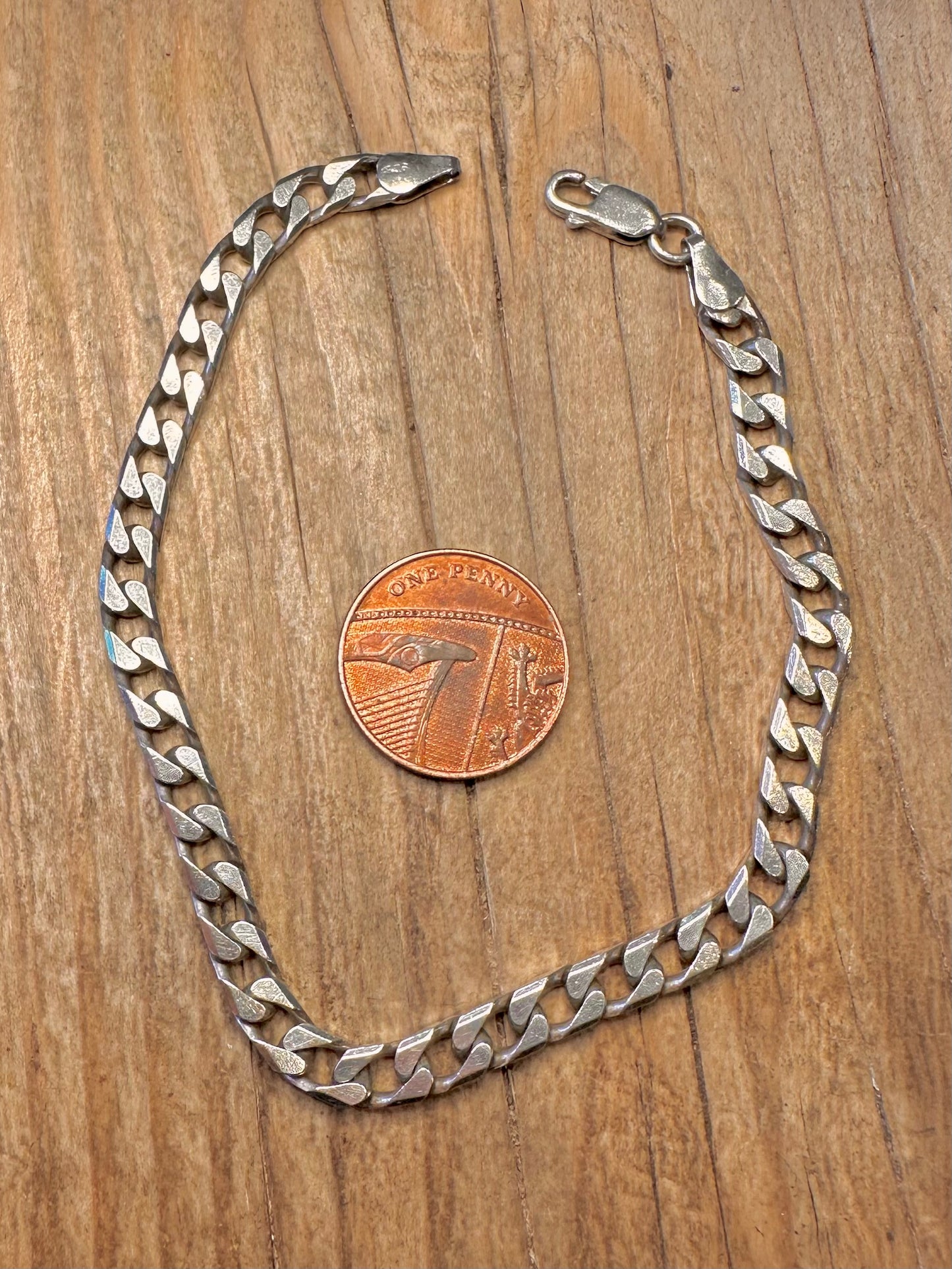 Vintage Panzerkette 925 Sterling Silber 8,5 Zoll Armband
