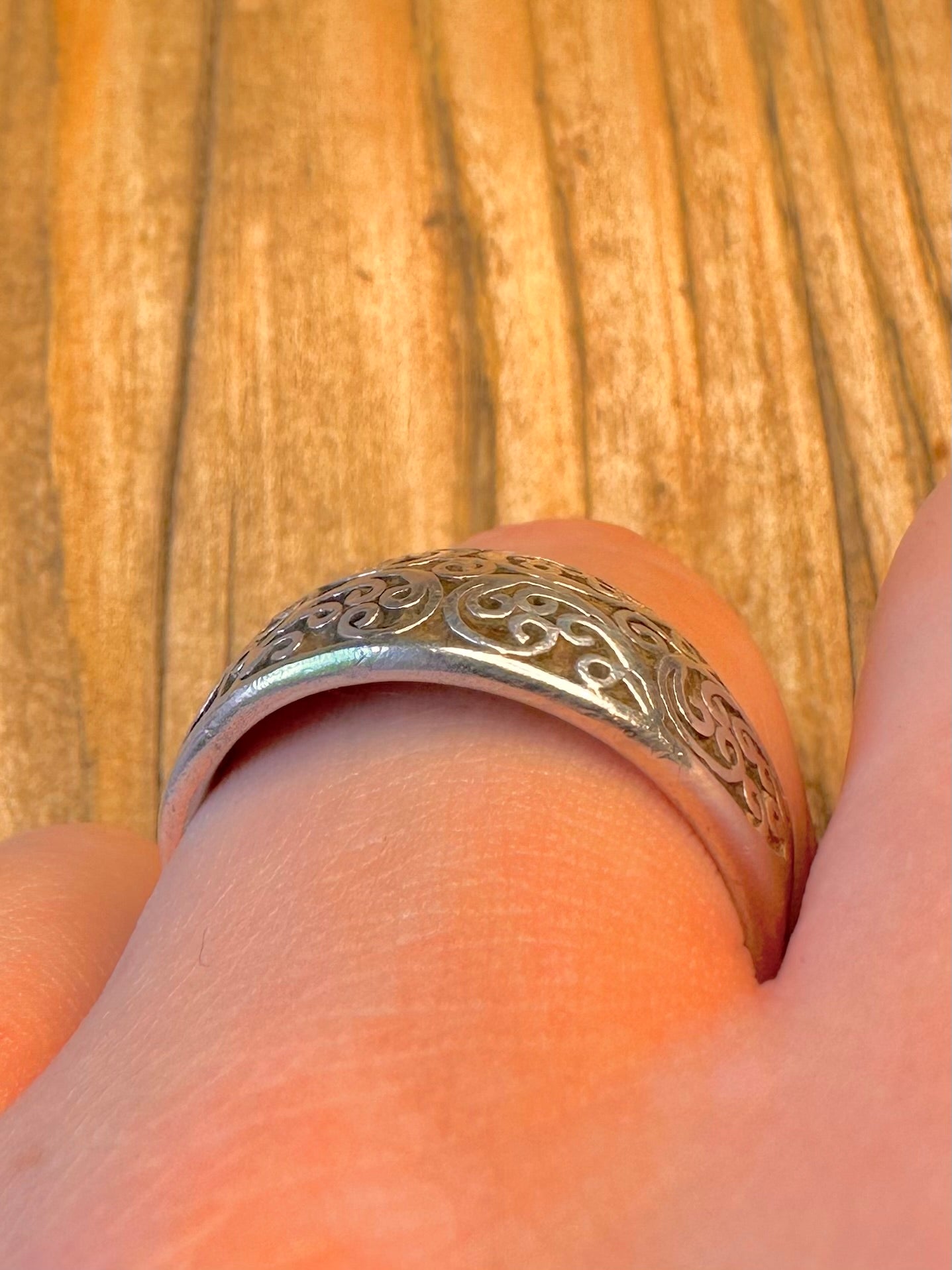 Wide Intricate Design 925 Sterling Silver Size W Ring